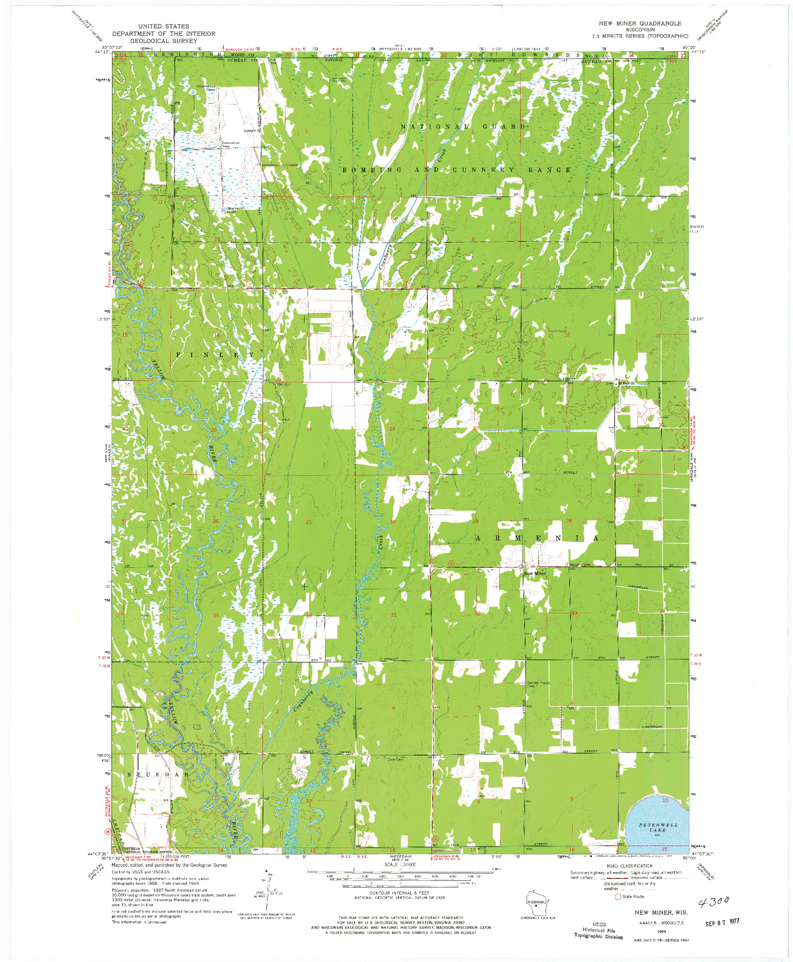 USGS 1:24000-SCALE QUADRANGLE FOR NEW MINER, WI 1969