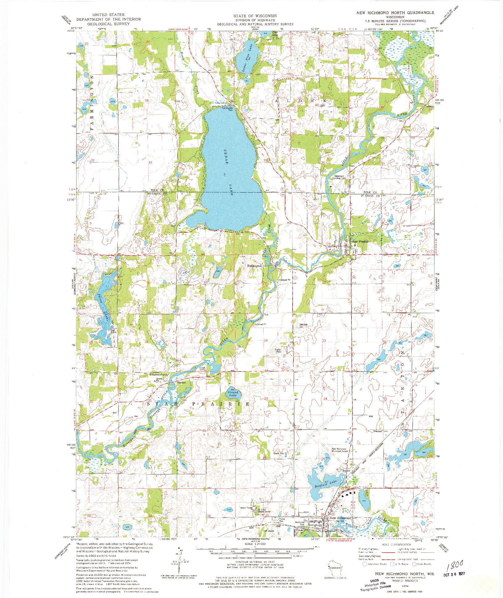 USGS 1:24000-SCALE QUADRANGLE FOR NEW RICHMOND NORTH, WI 1974