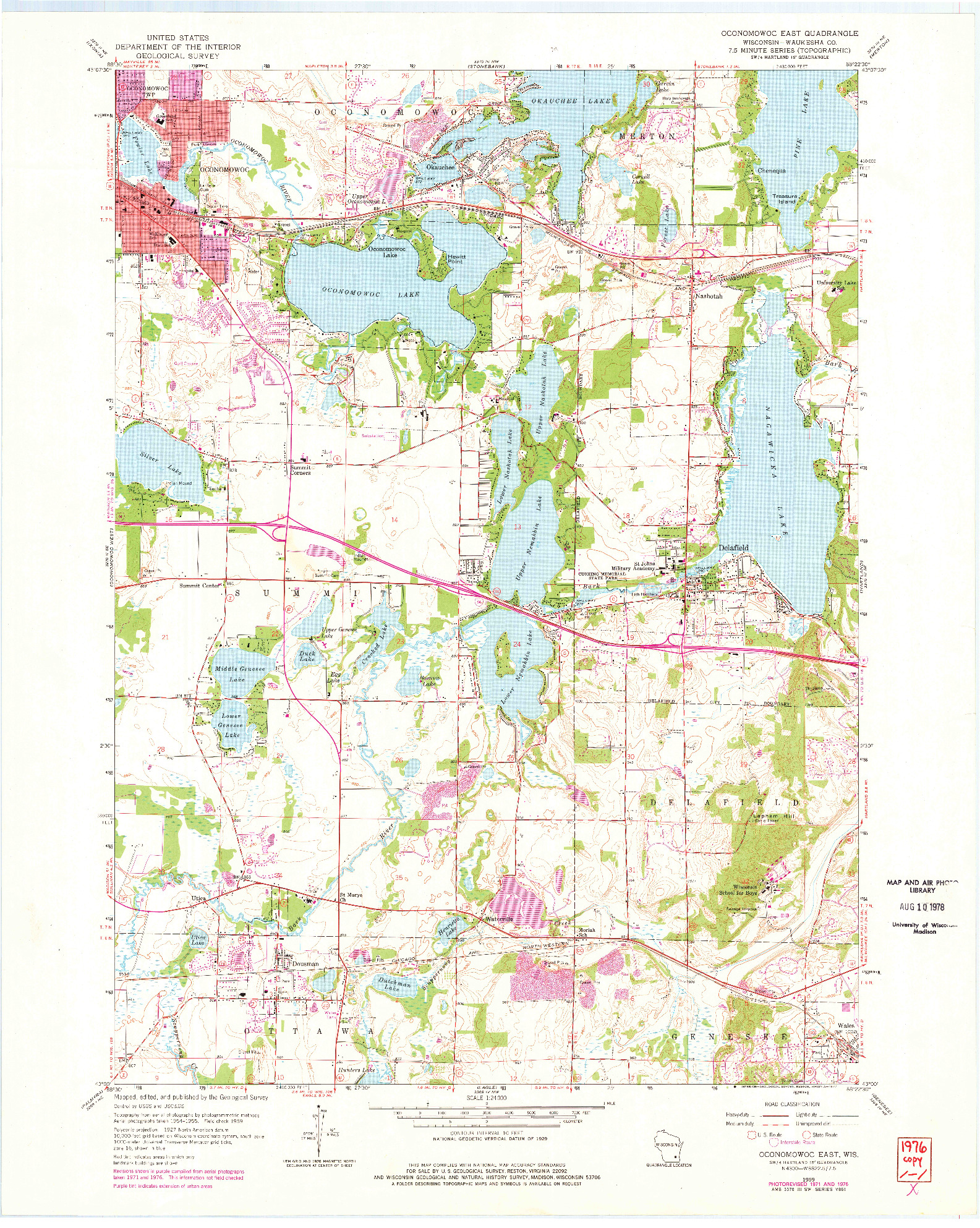 USGS 1:24000-SCALE QUADRANGLE FOR OCONOMOWOC EAST, WI 1959