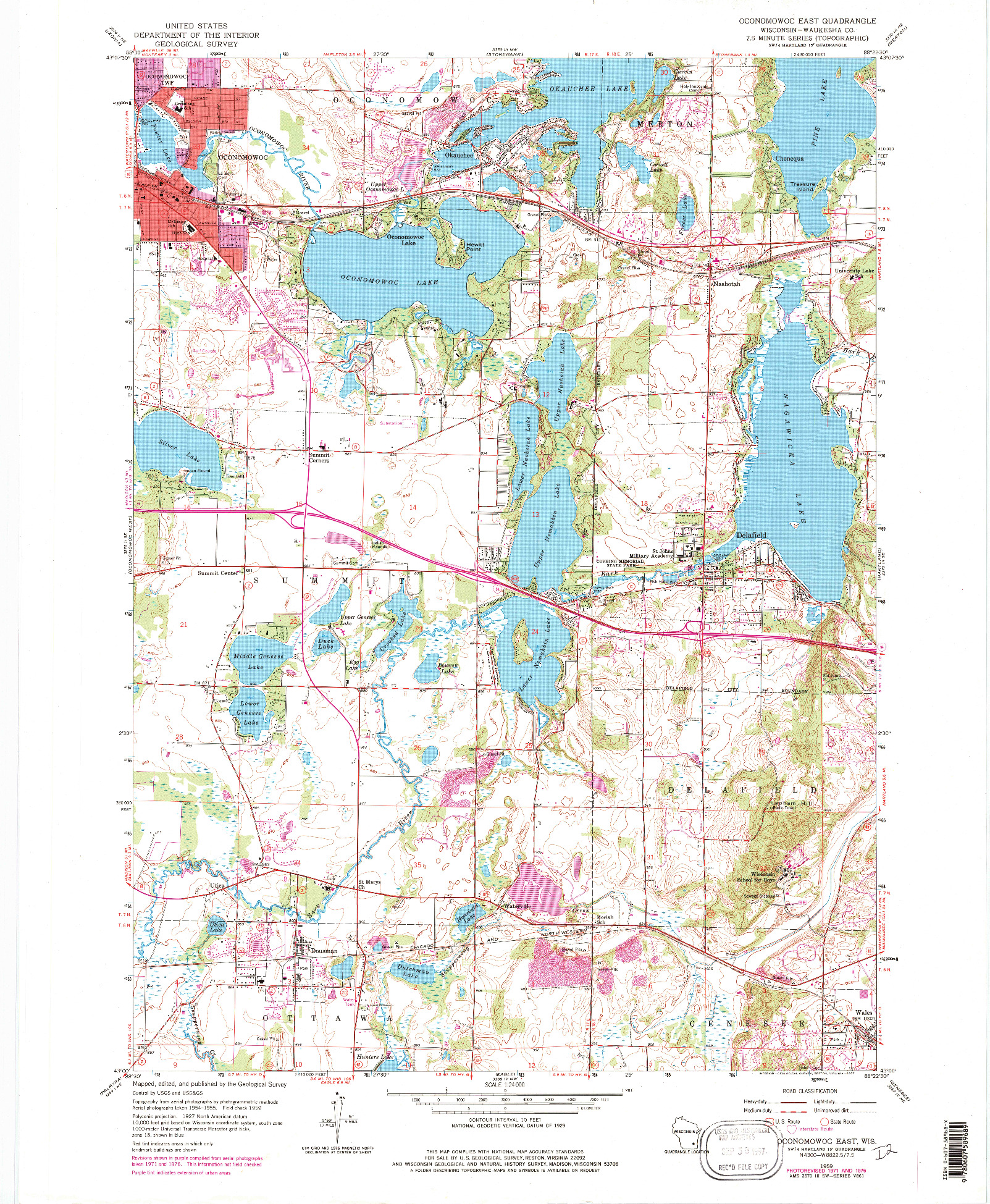 USGS 1:24000-SCALE QUADRANGLE FOR OCONOMOWOC EAST, WI 1959