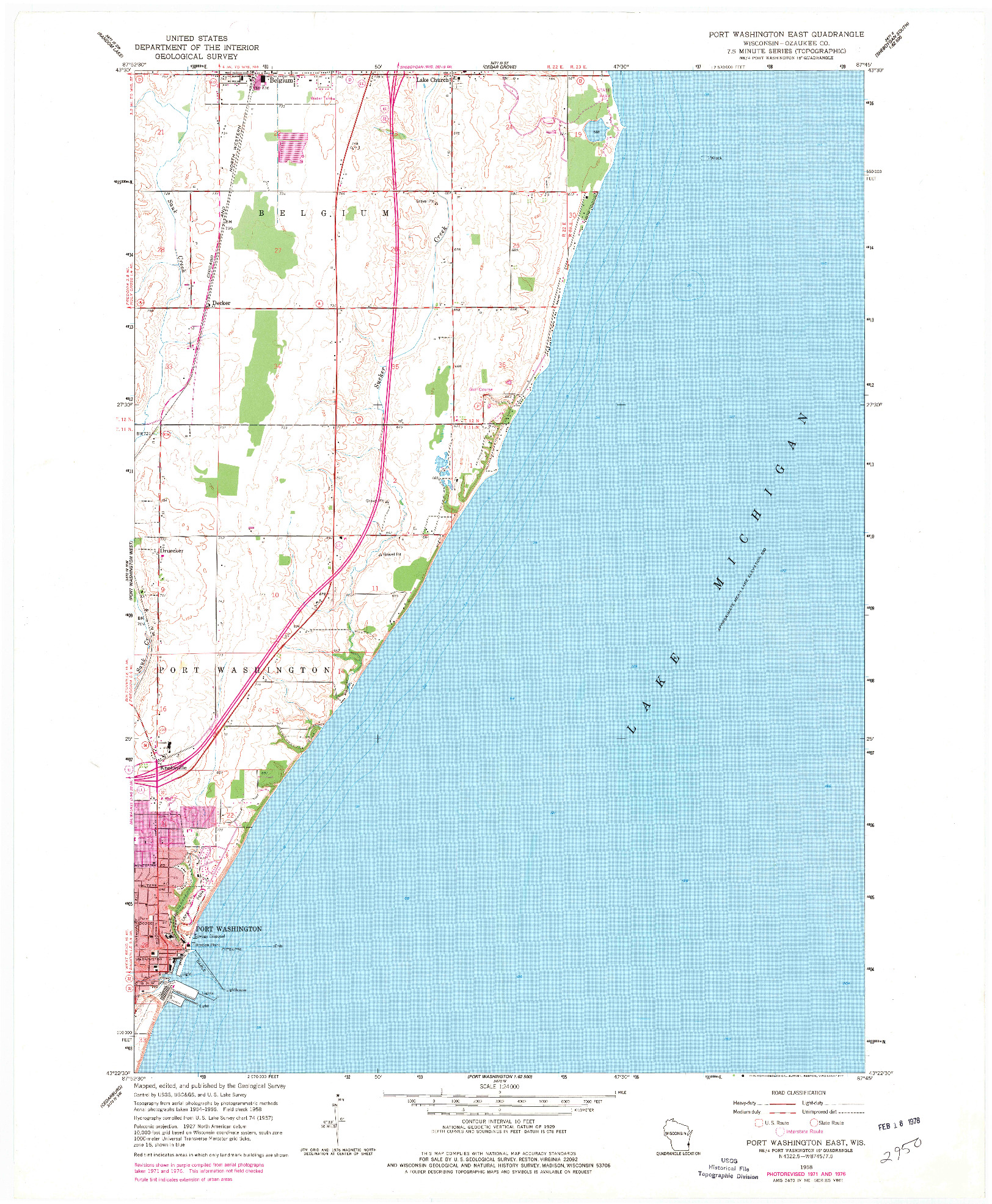 USGS 1:24000-SCALE QUADRANGLE FOR PORT WASHINGTON EAST, WI 1958