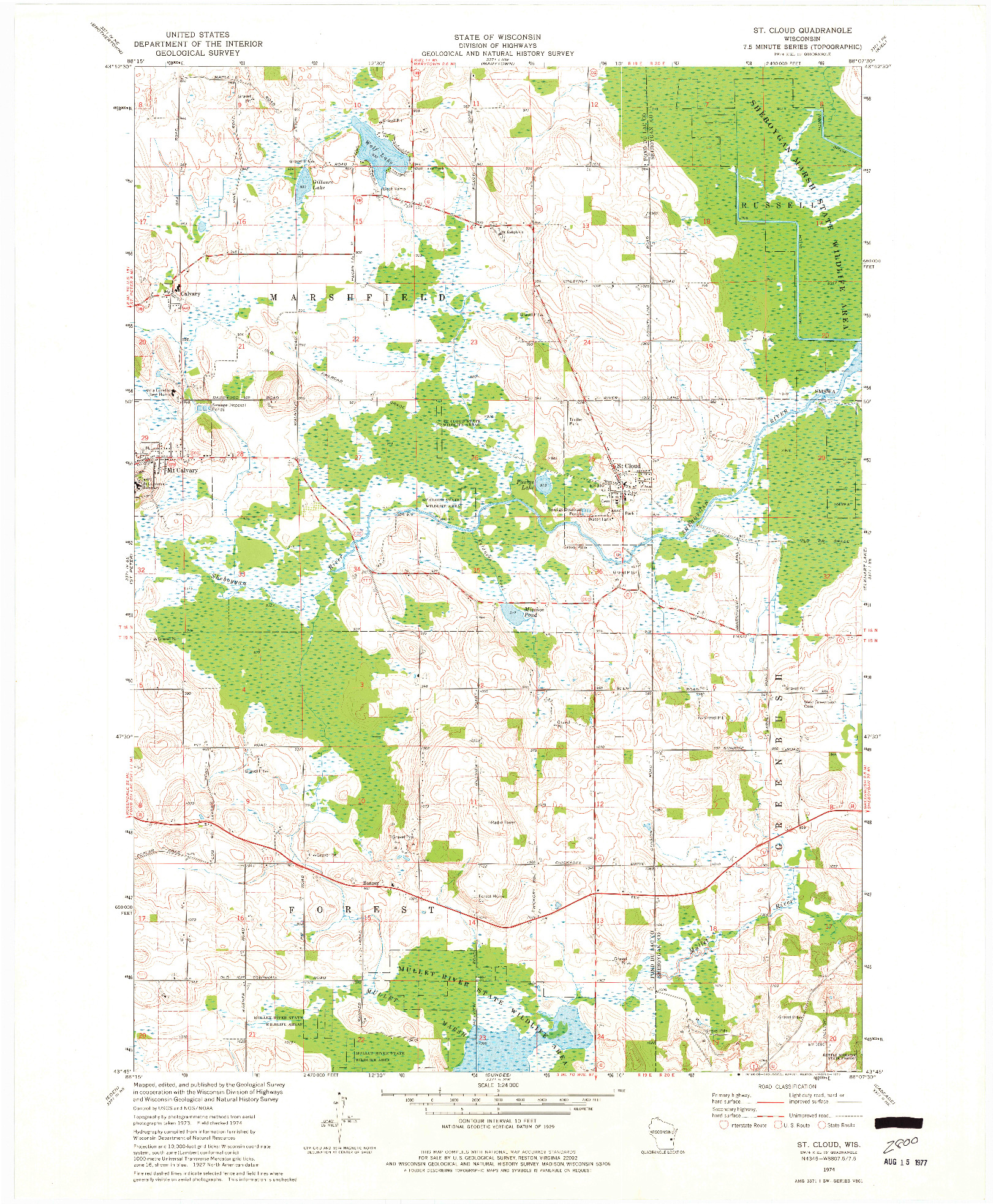 USGS 1:24000-SCALE QUADRANGLE FOR ST. CLOUD, WI 1974