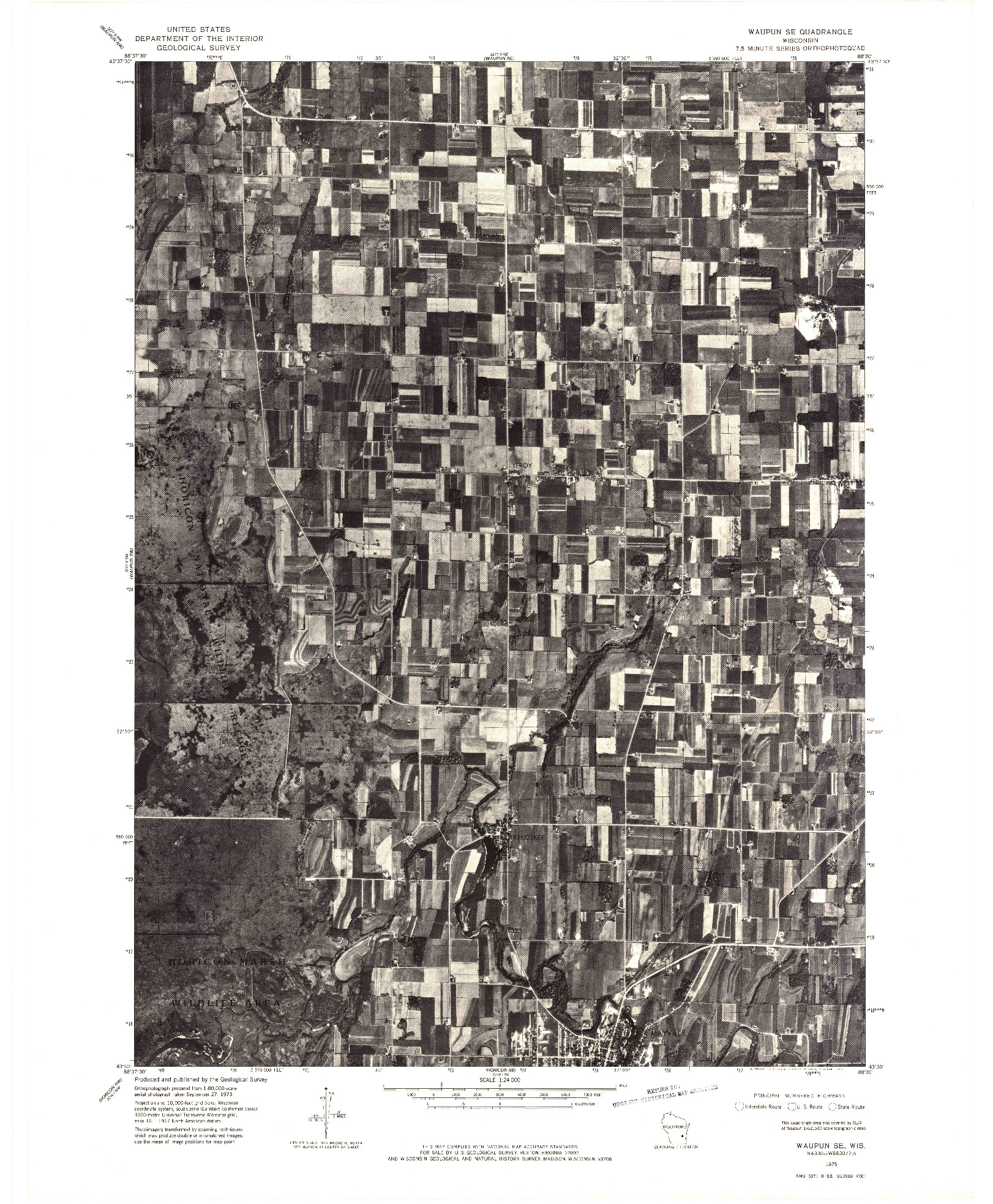 USGS 1:24000-SCALE QUADRANGLE FOR WAUPUN SE, WI 1975