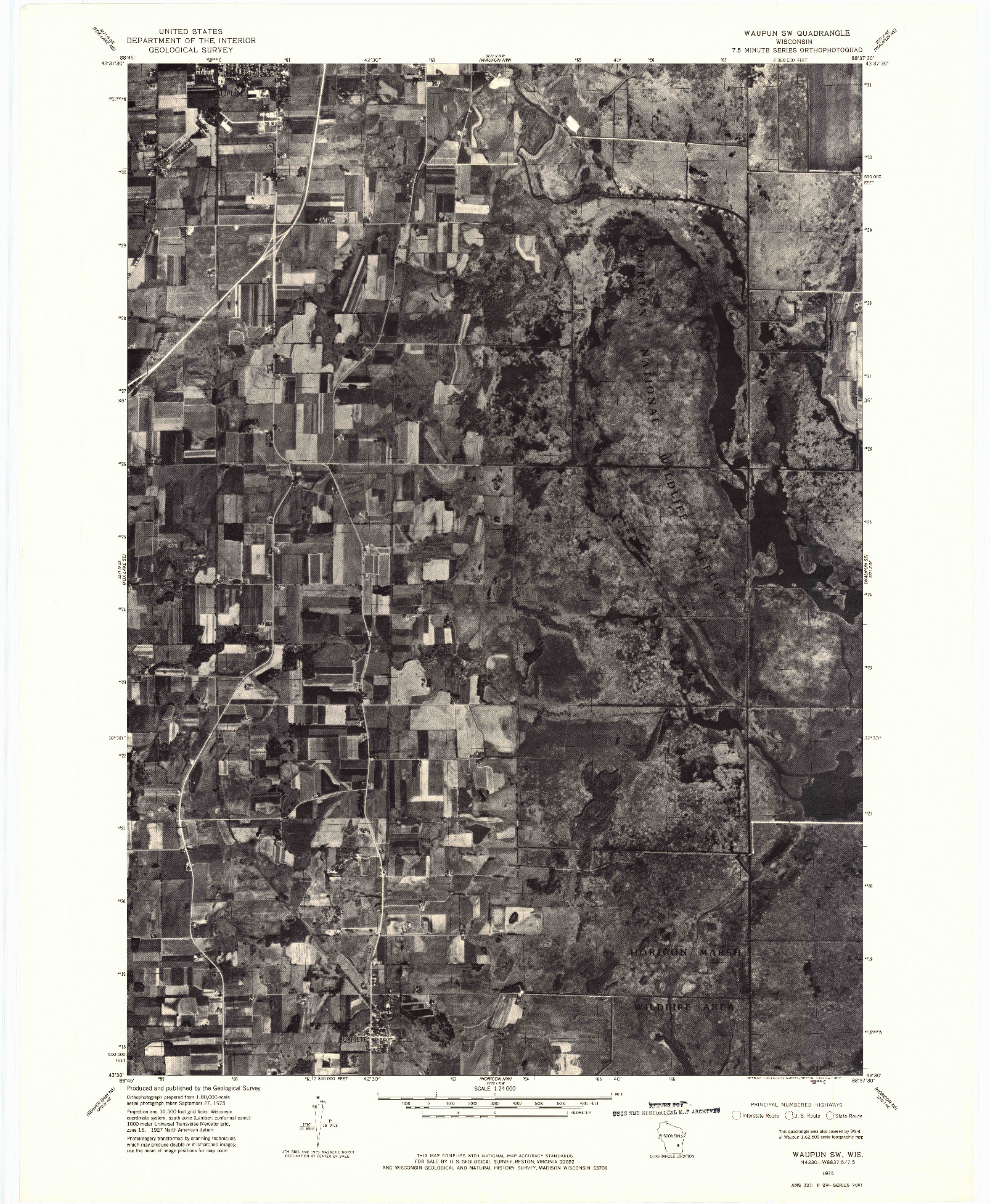USGS 1:24000-SCALE QUADRANGLE FOR WAUPUN SW, WI 1975