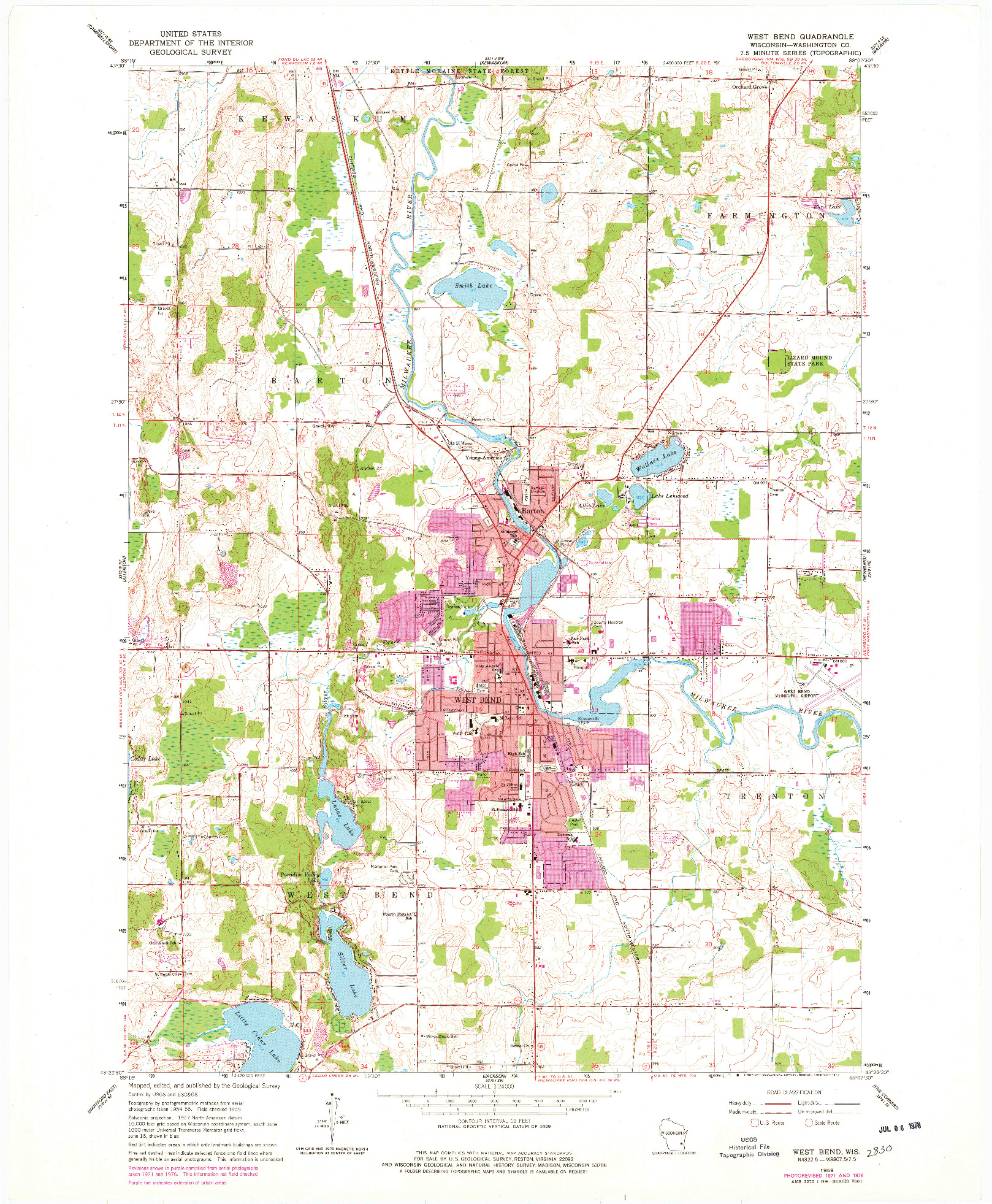 USGS 1:24000-SCALE QUADRANGLE FOR WEST BEND, WI 1959
