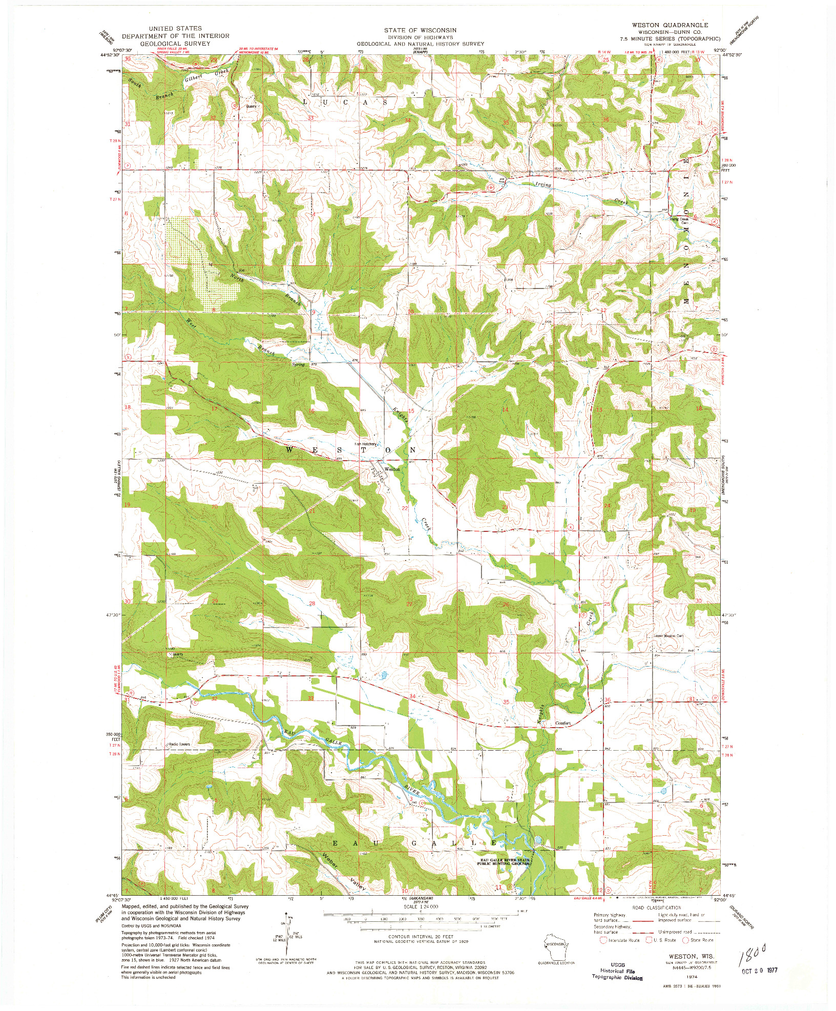 USGS 1:24000-SCALE QUADRANGLE FOR WESTON, WI 1974