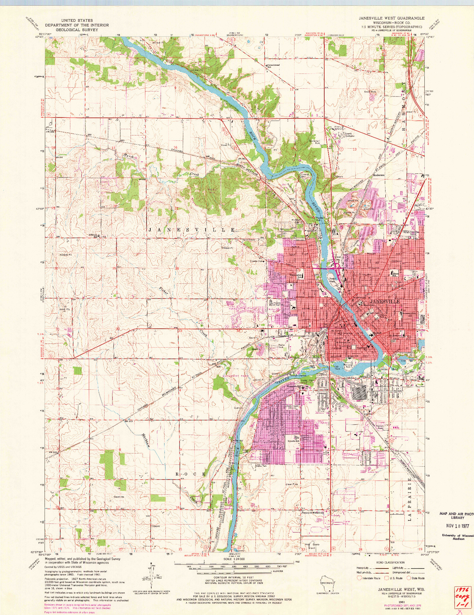 USGS 1:24000-SCALE QUADRANGLE FOR JANESVILLE WEST, WI 1961