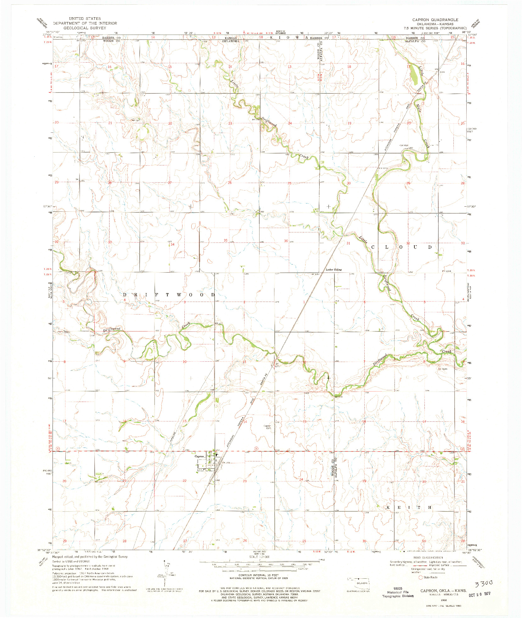 USGS 1:24000-SCALE QUADRANGLE FOR CAPRON, OK 1968