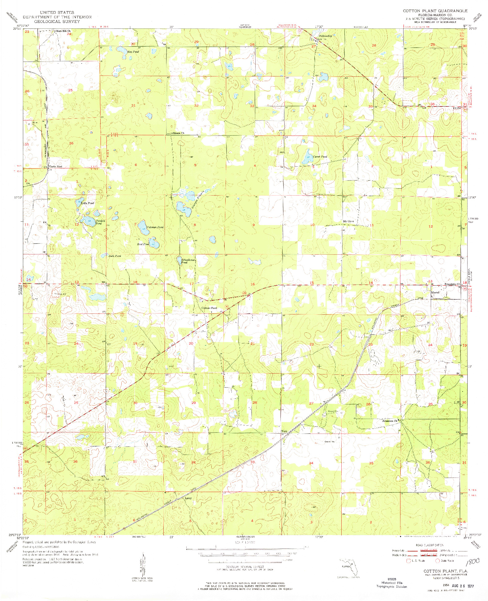 USGS 1:24000-SCALE QUADRANGLE FOR COTTON PLANT, FL 1954