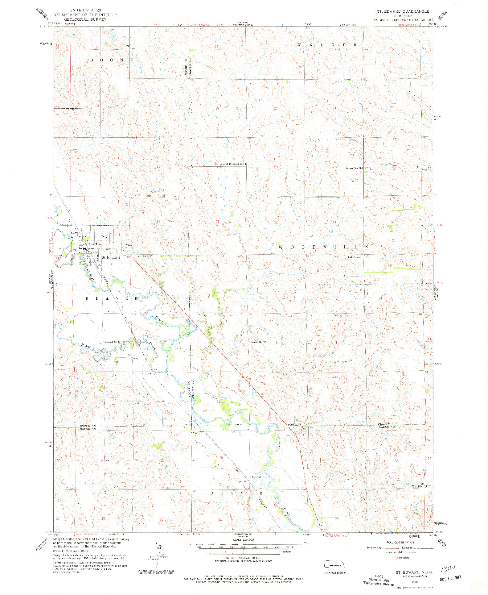 USGS 1:24000-SCALE QUADRANGLE FOR ST. EDWARD, NE 1958