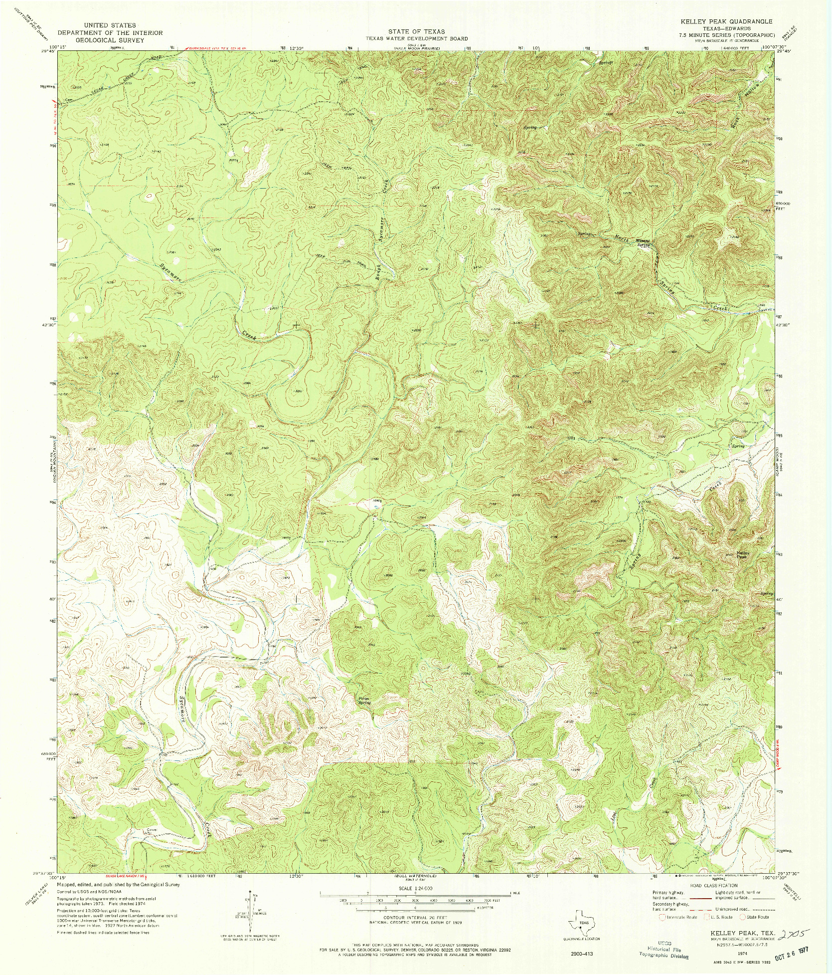 USGS 1:24000-SCALE QUADRANGLE FOR KELLEY PEAK, TX 1974
