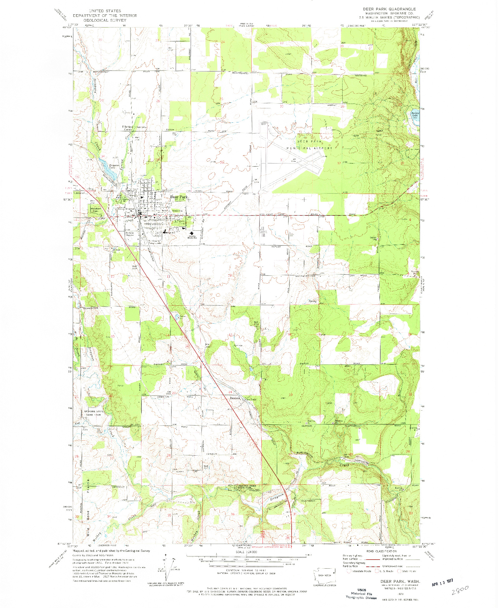 USGS 1:24000-SCALE QUADRANGLE FOR DEER PARK, WA 1973