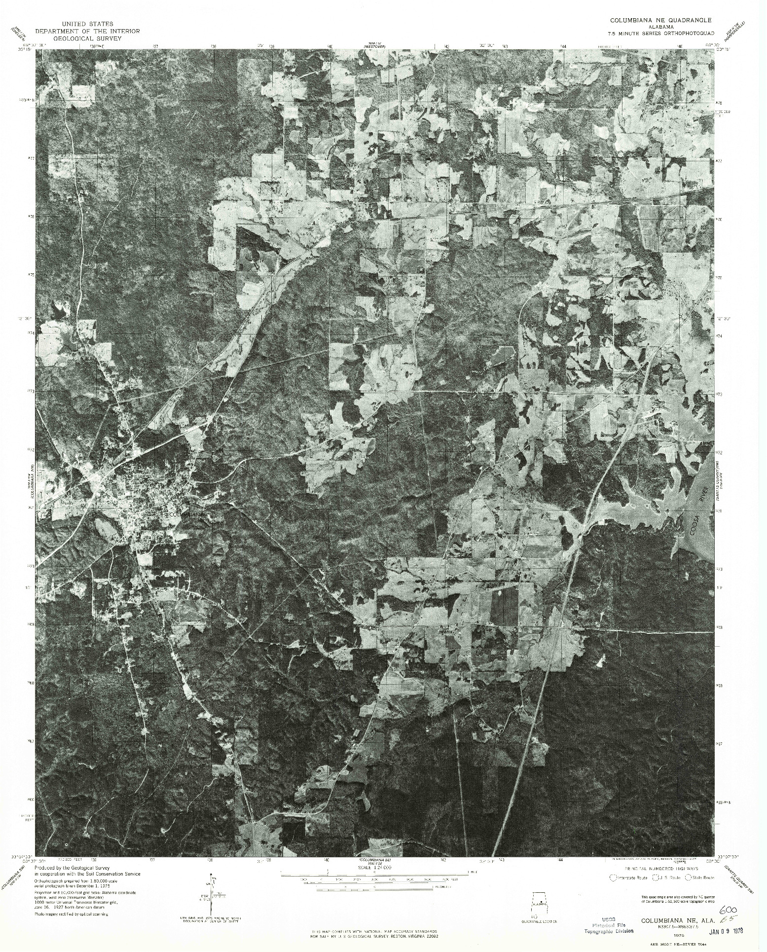 USGS 1:24000-SCALE QUADRANGLE FOR COLUMBIANA NE, AL 1975