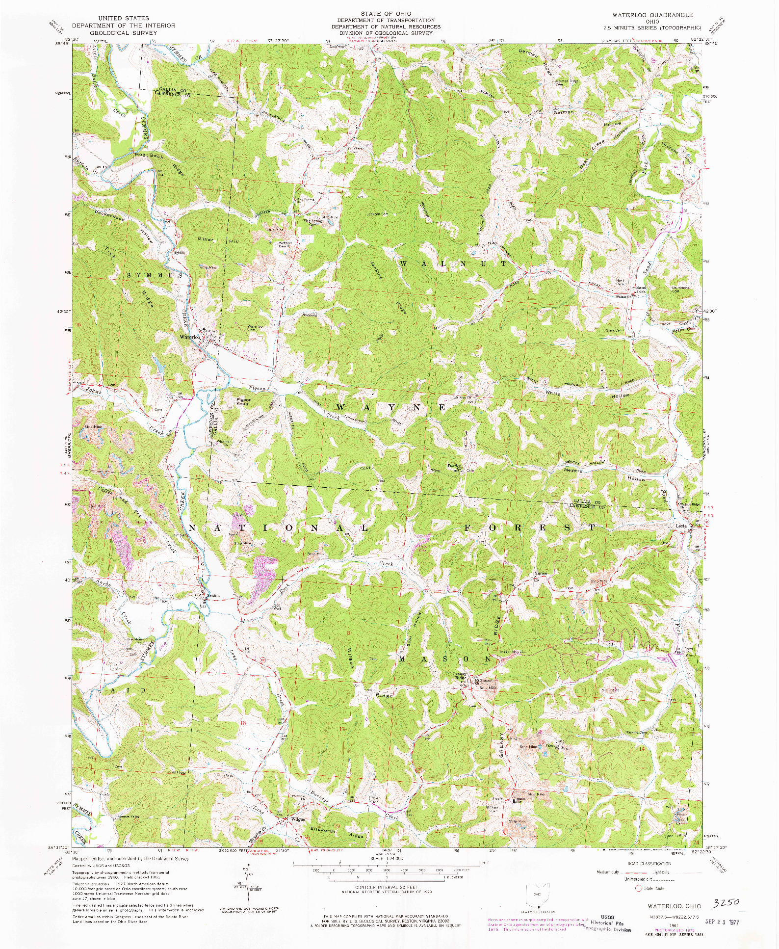 USGS 1:24000-SCALE QUADRANGLE FOR WATERLOO, OH 1961