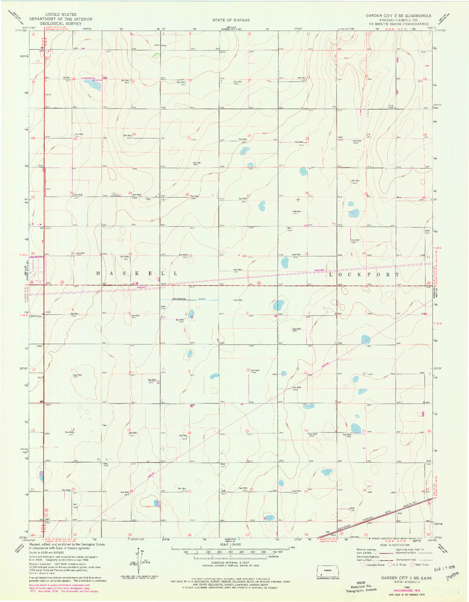 USGS 1:24000-SCALE QUADRANGLE FOR GARDEN CITY 3 SE, KS 1960