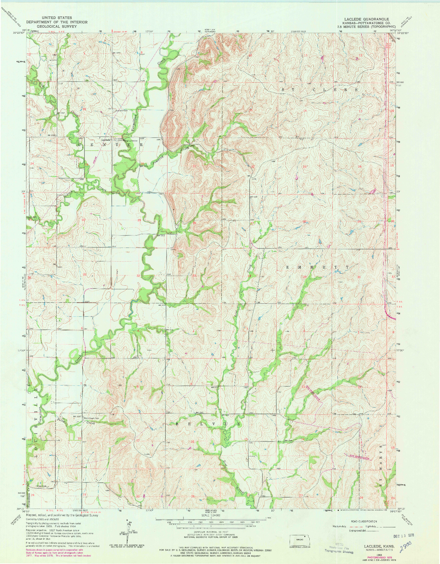 USGS 1:24000-SCALE QUADRANGLE FOR LACLEDE, KS 1964