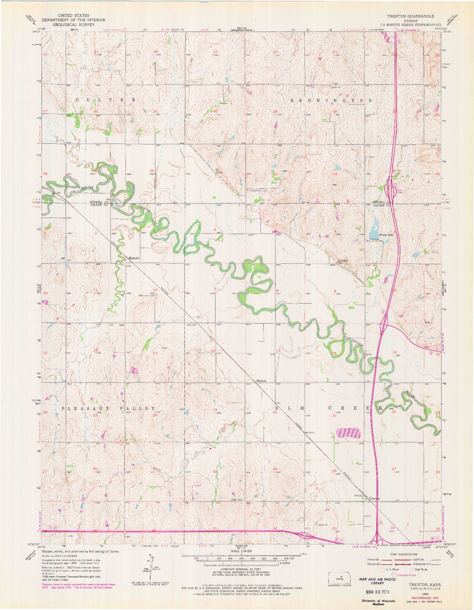 USGS 1:24000-SCALE QUADRANGLE FOR TRENTON, KS 1955