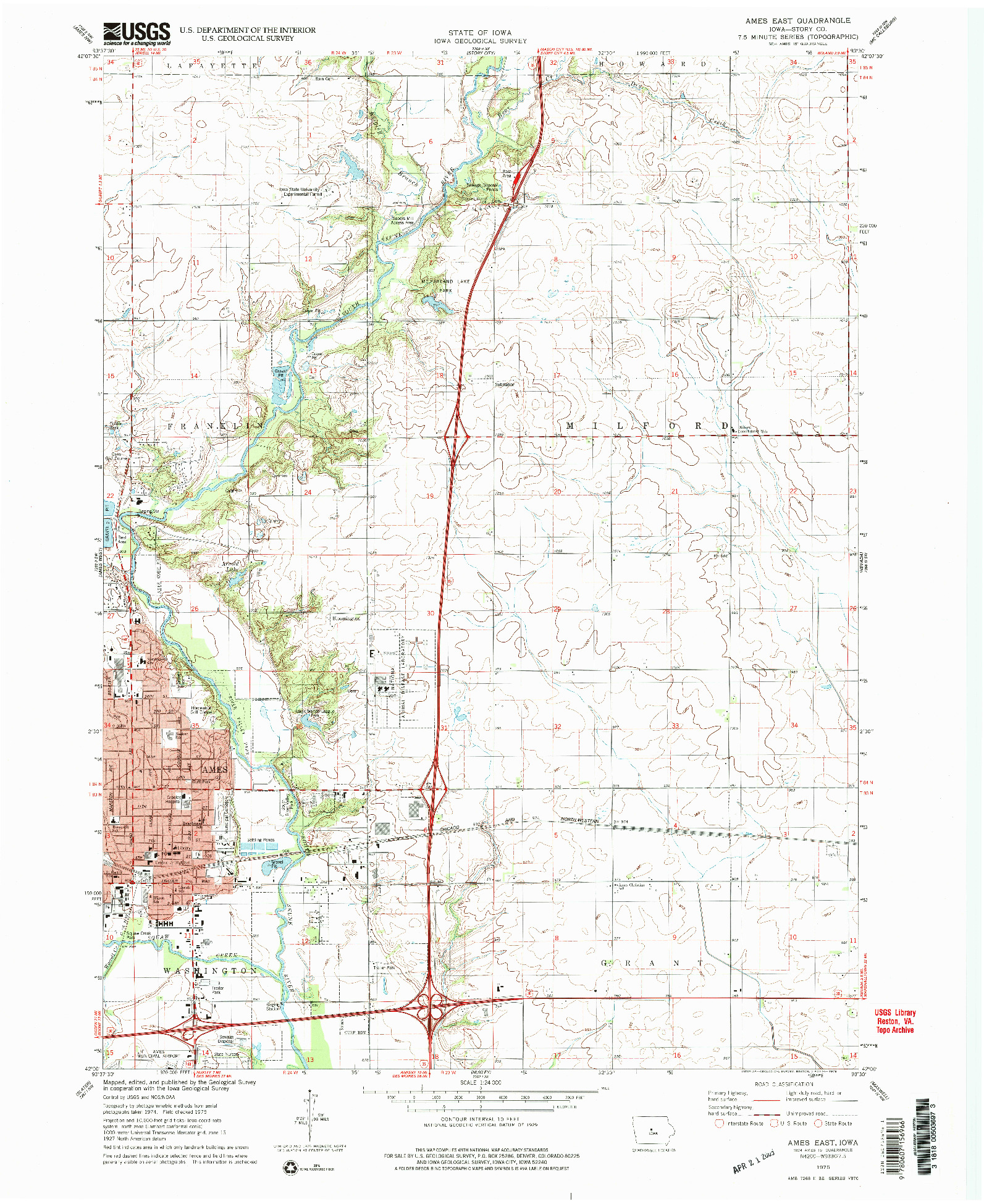 USGS 1:24000-SCALE QUADRANGLE FOR AMES EAST, IA 1975