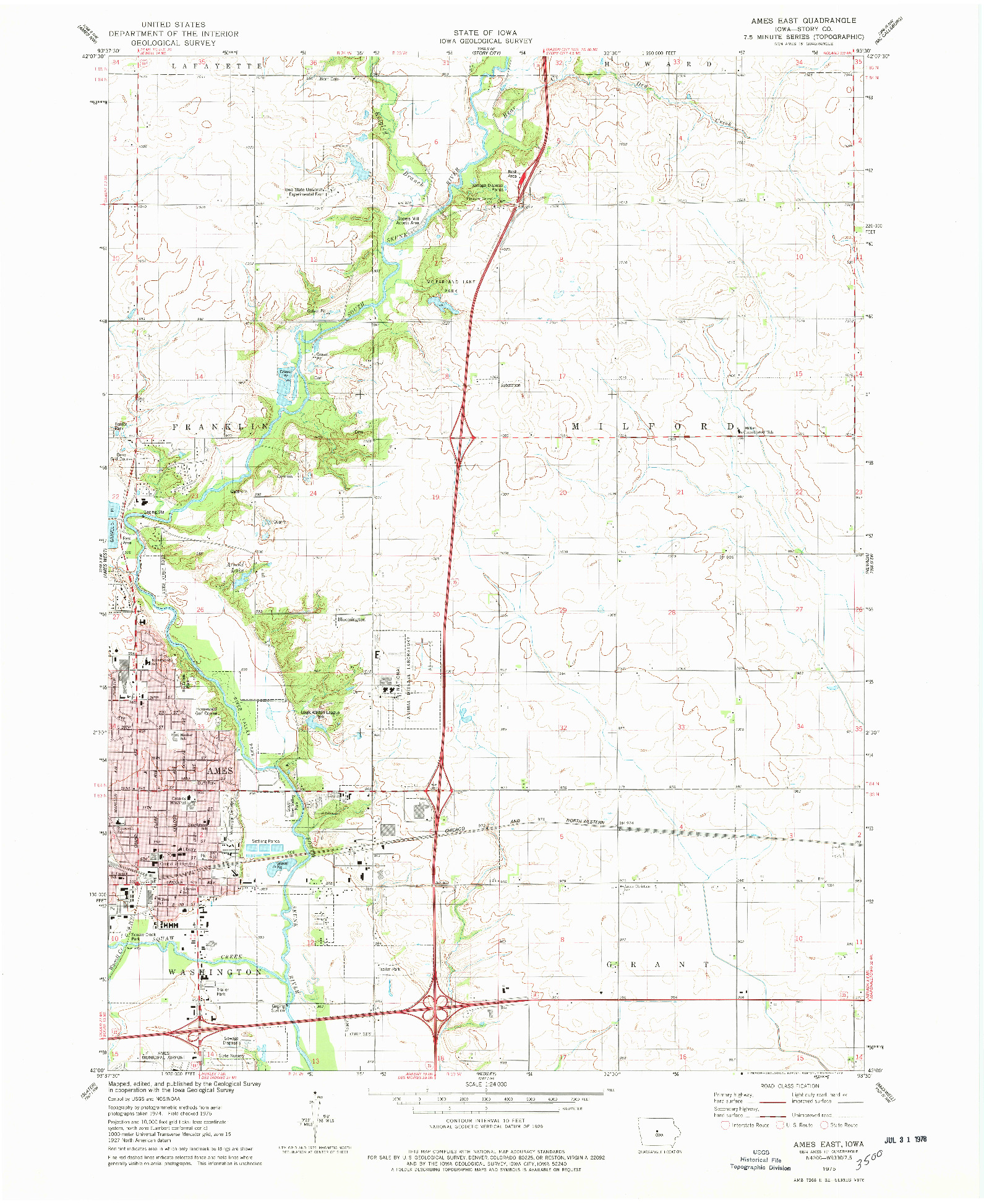 USGS 1:24000-SCALE QUADRANGLE FOR AMES EAST, IA 1975