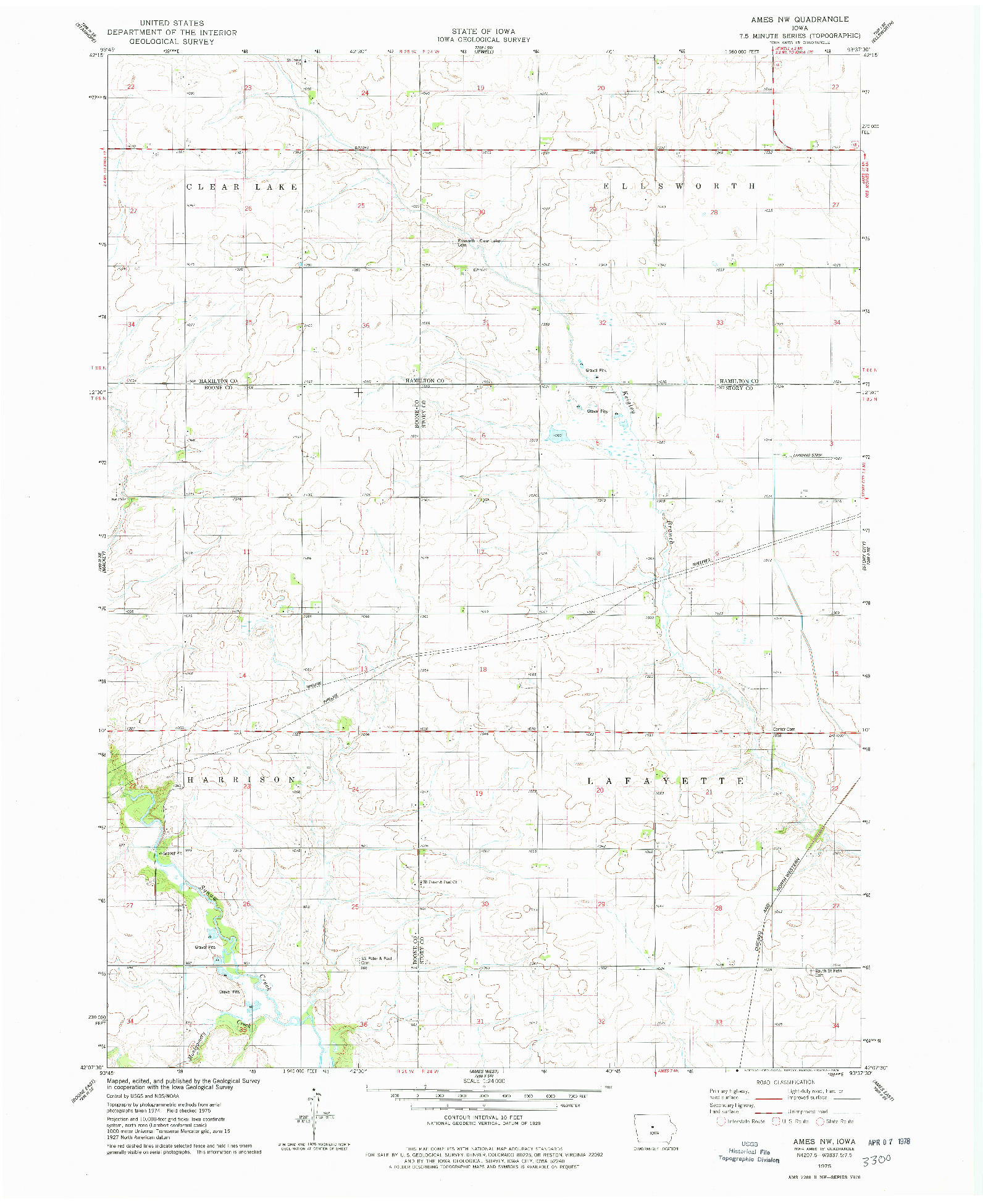 USGS 1:24000-SCALE QUADRANGLE FOR AMES NW, IA 1975