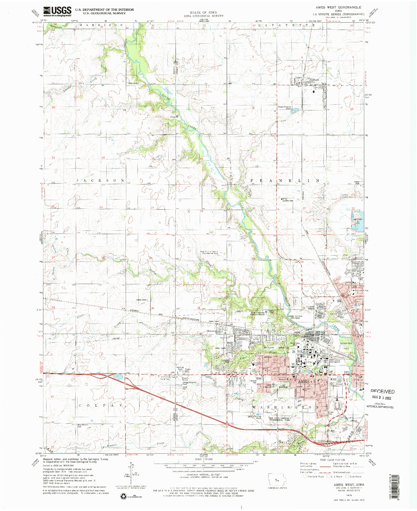 USGS 1:24000-SCALE QUADRANGLE FOR AMES WEST, IA 1975