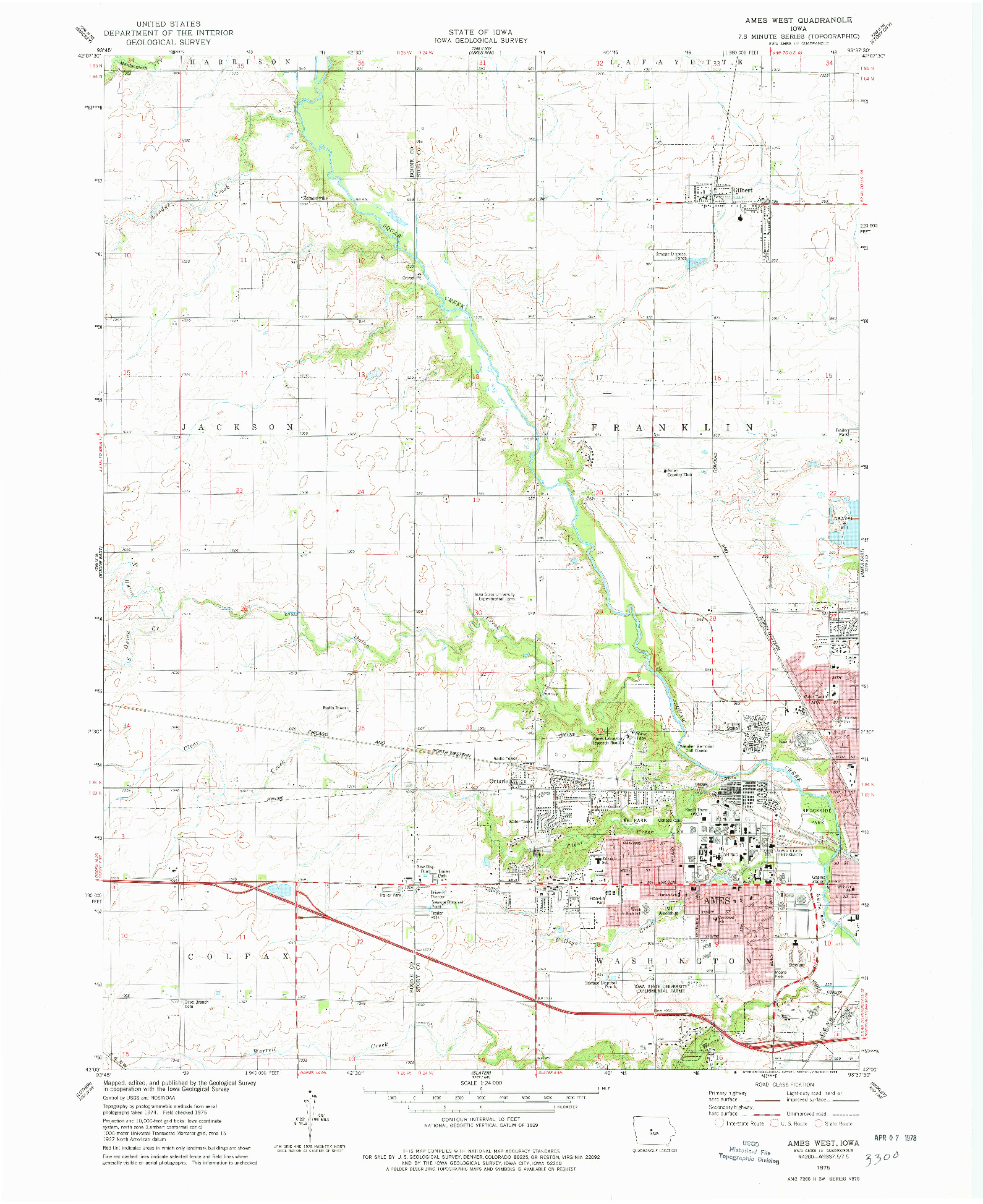 USGS 1:24000-SCALE QUADRANGLE FOR AMES WEST, IA 1975