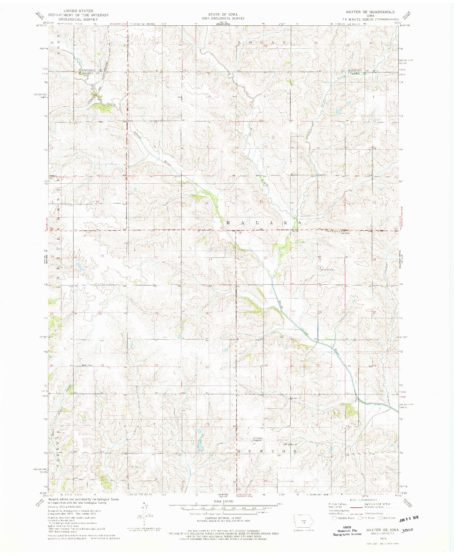 USGS 1:24000-SCALE QUADRANGLE FOR BAXTER SE, IA 1975