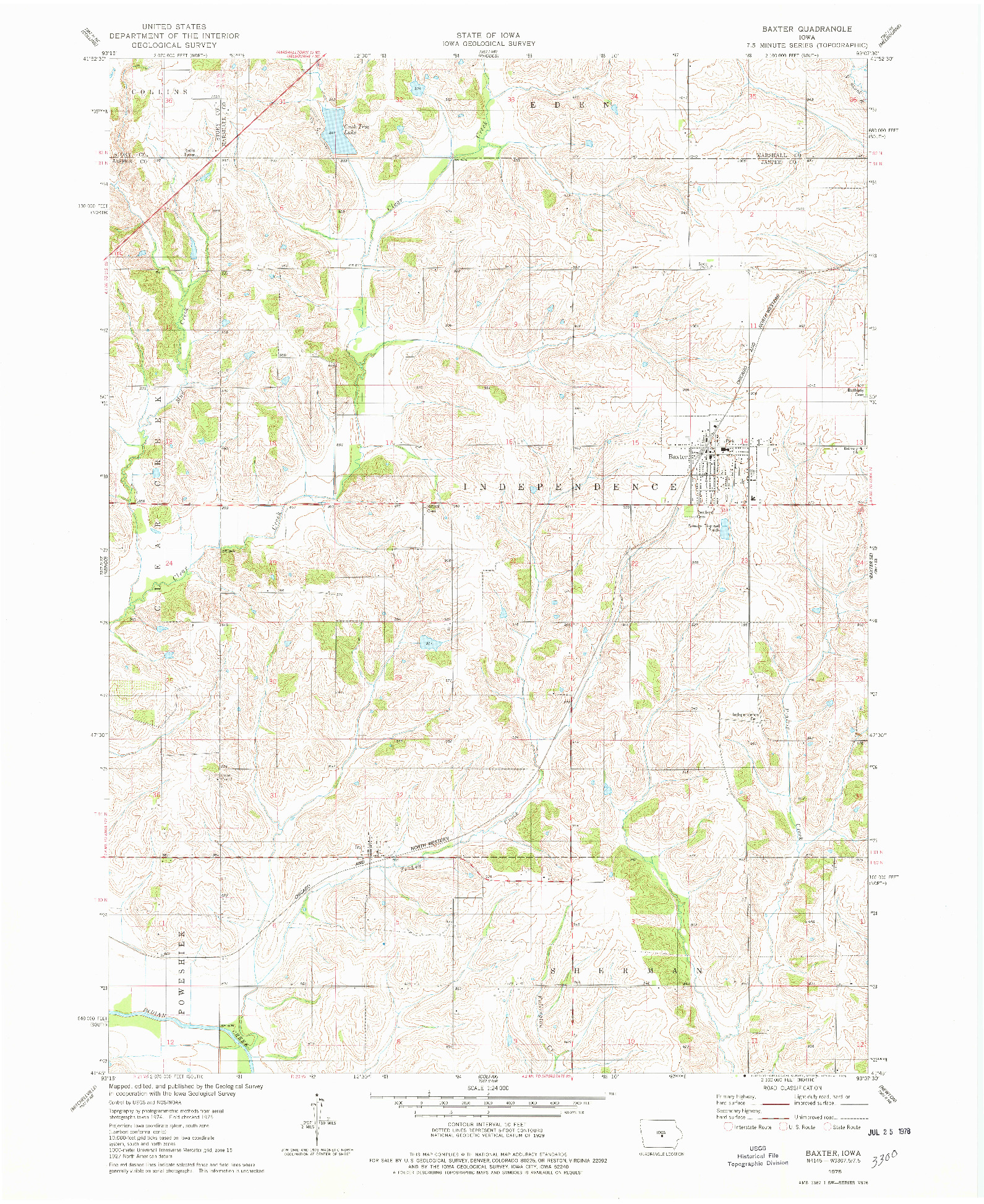 USGS 1:24000-SCALE QUADRANGLE FOR BAXTER, IA 1975