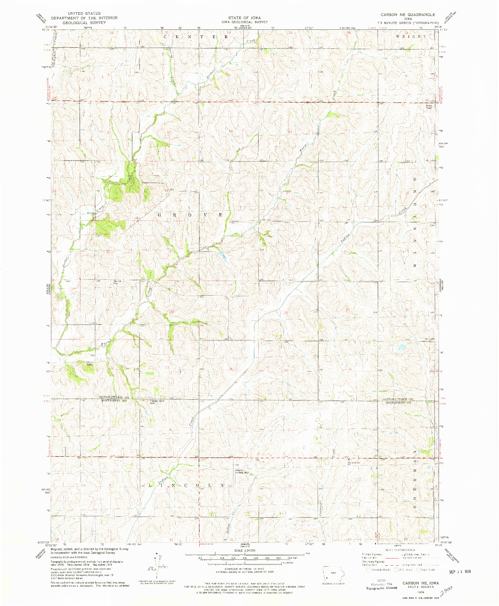 USGS 1:24000-SCALE QUADRANGLE FOR CARSON NE, IA 1978