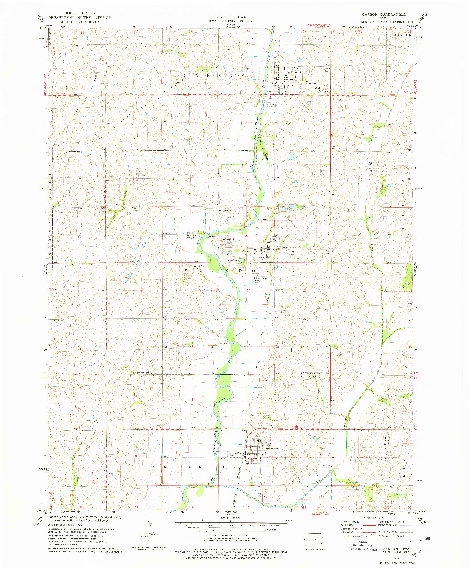USGS 1:24000-SCALE QUADRANGLE FOR CARSON, IA 1978