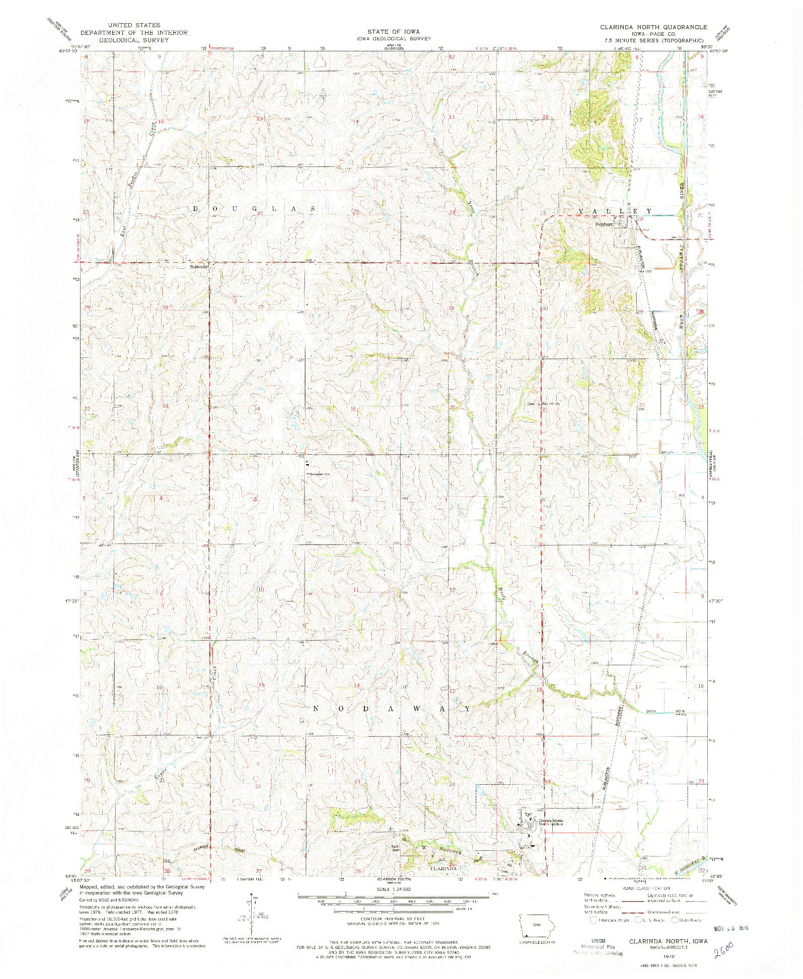 USGS 1:24000-SCALE QUADRANGLE FOR CLARINDA NORTH, IA 1978