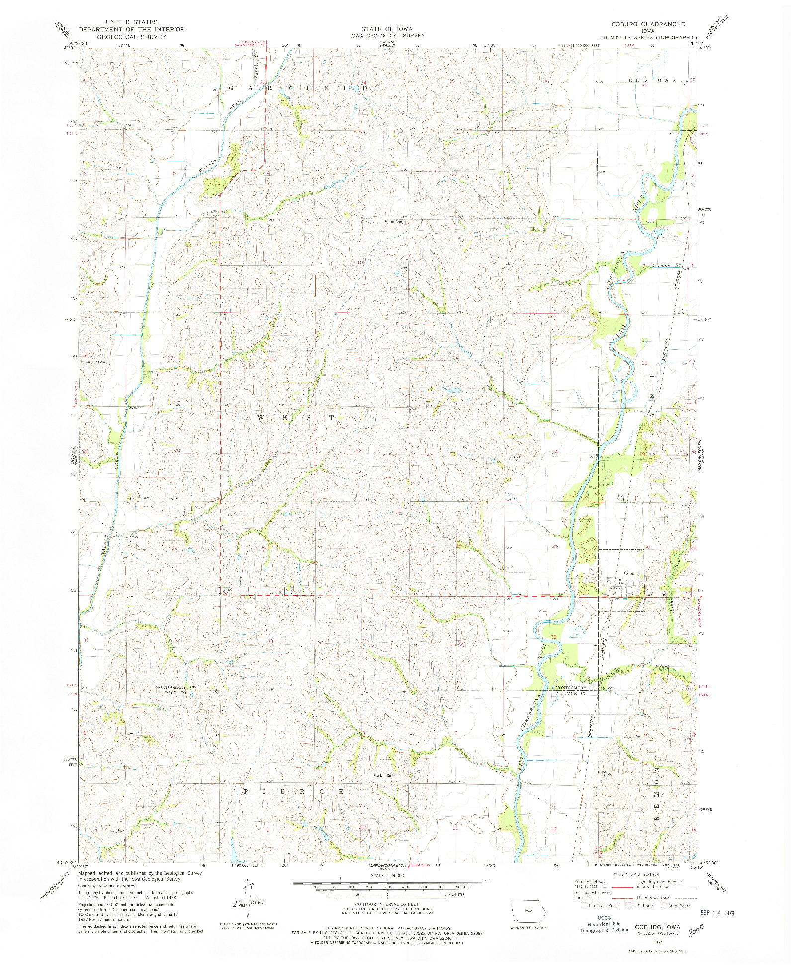 USGS 1:24000-SCALE QUADRANGLE FOR COBURG, IA 1978