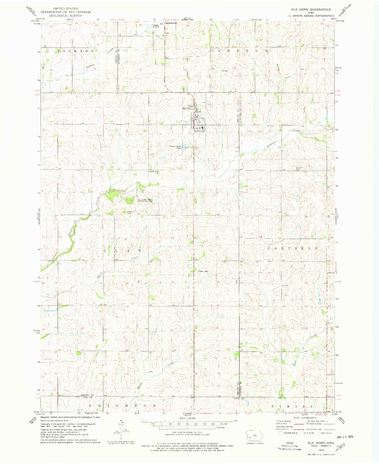 USGS 1:24000-SCALE QUADRANGLE FOR ELK HORN, IA 1978