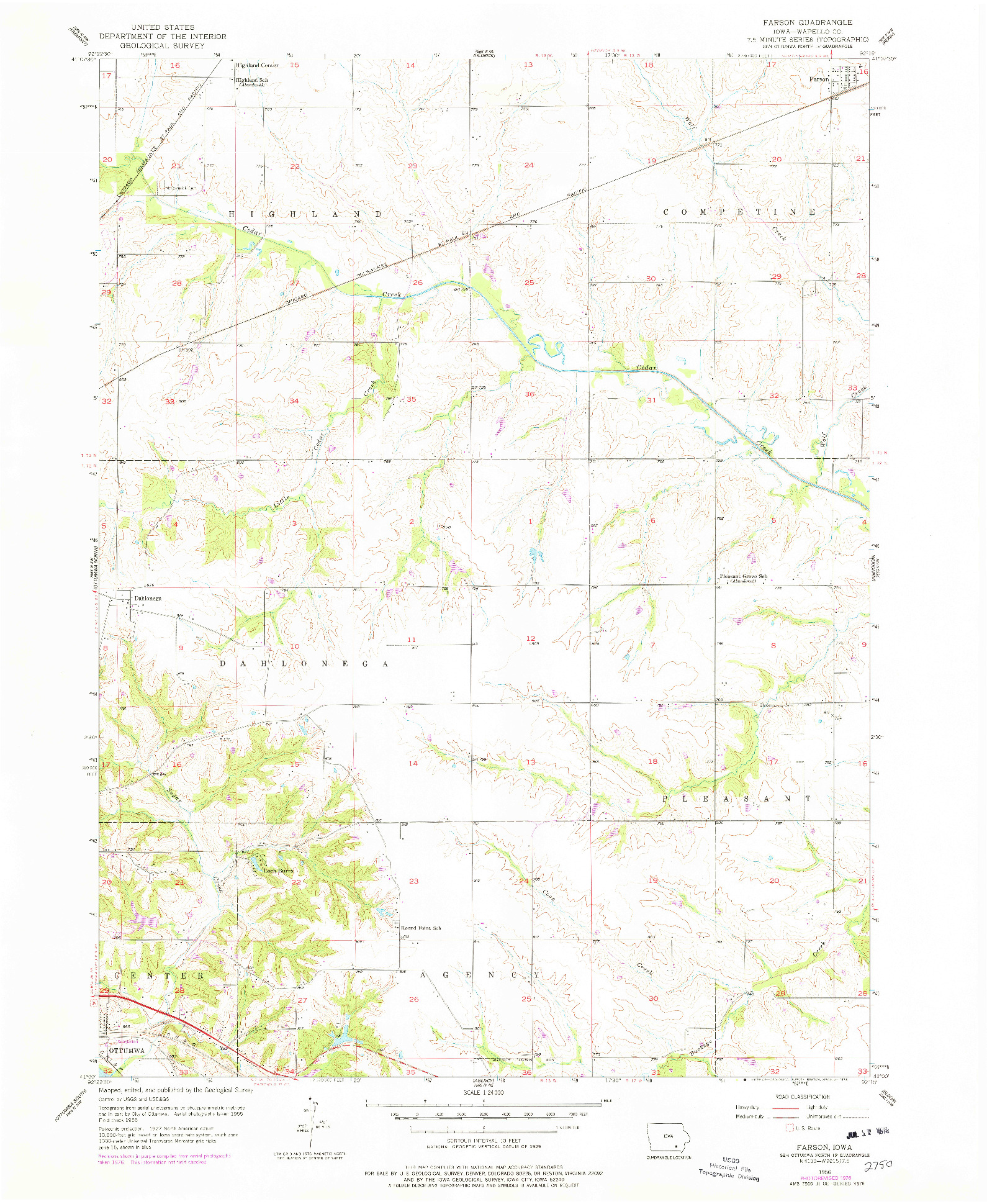 USGS 1:24000-SCALE QUADRANGLE FOR FARSON, IA 1956