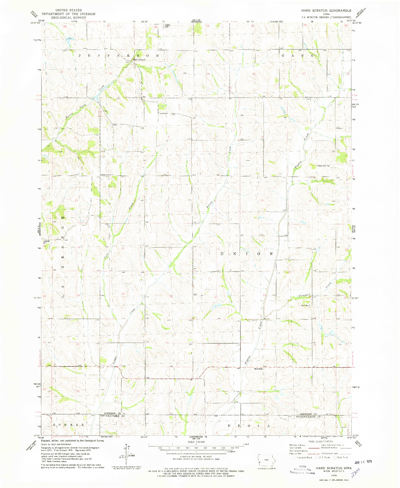 USGS 1:24000-SCALE QUADRANGLE FOR HARD SCRATCH, IA 1978