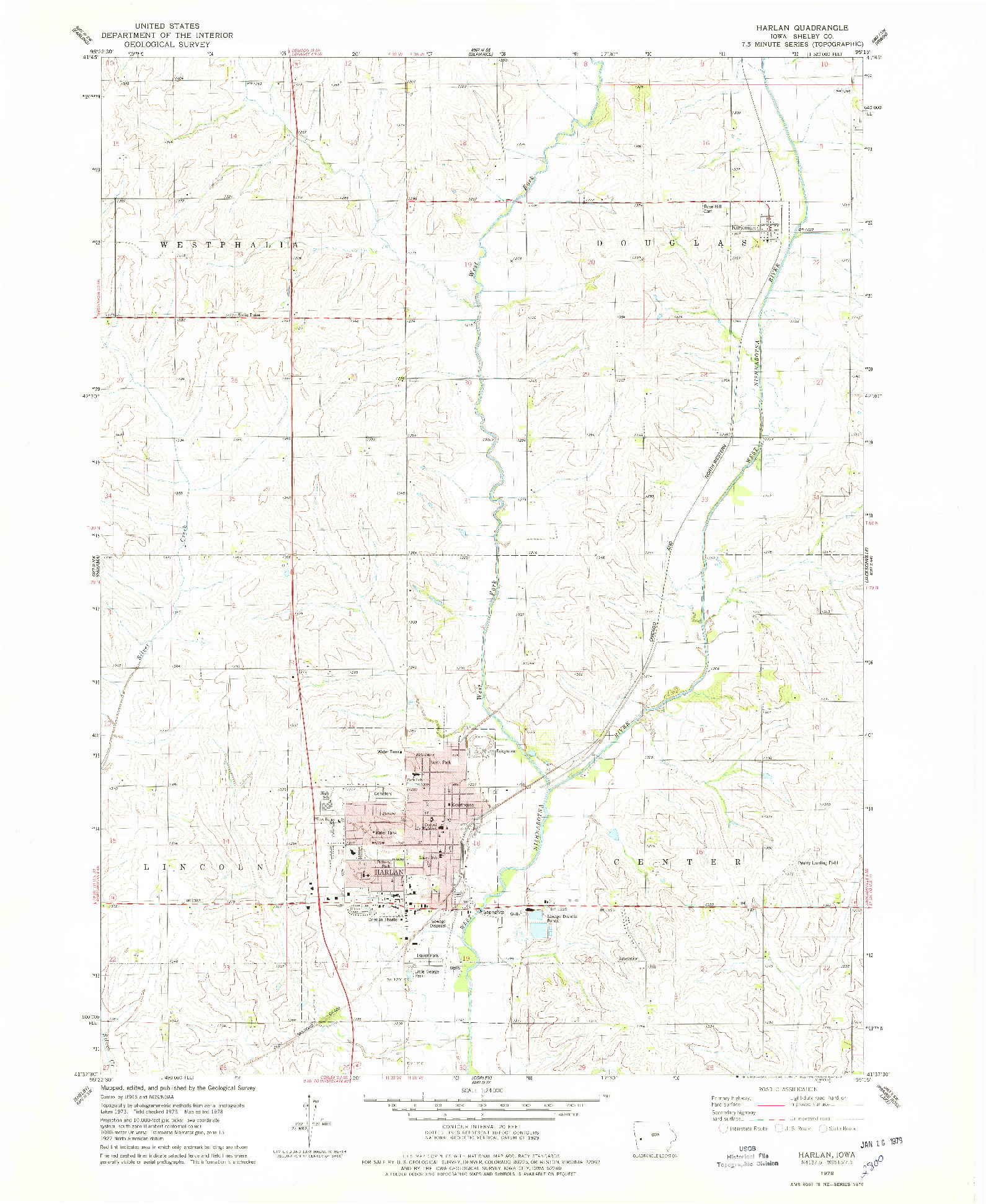 USGS 1:24000-SCALE QUADRANGLE FOR HARLAN, IA 1978