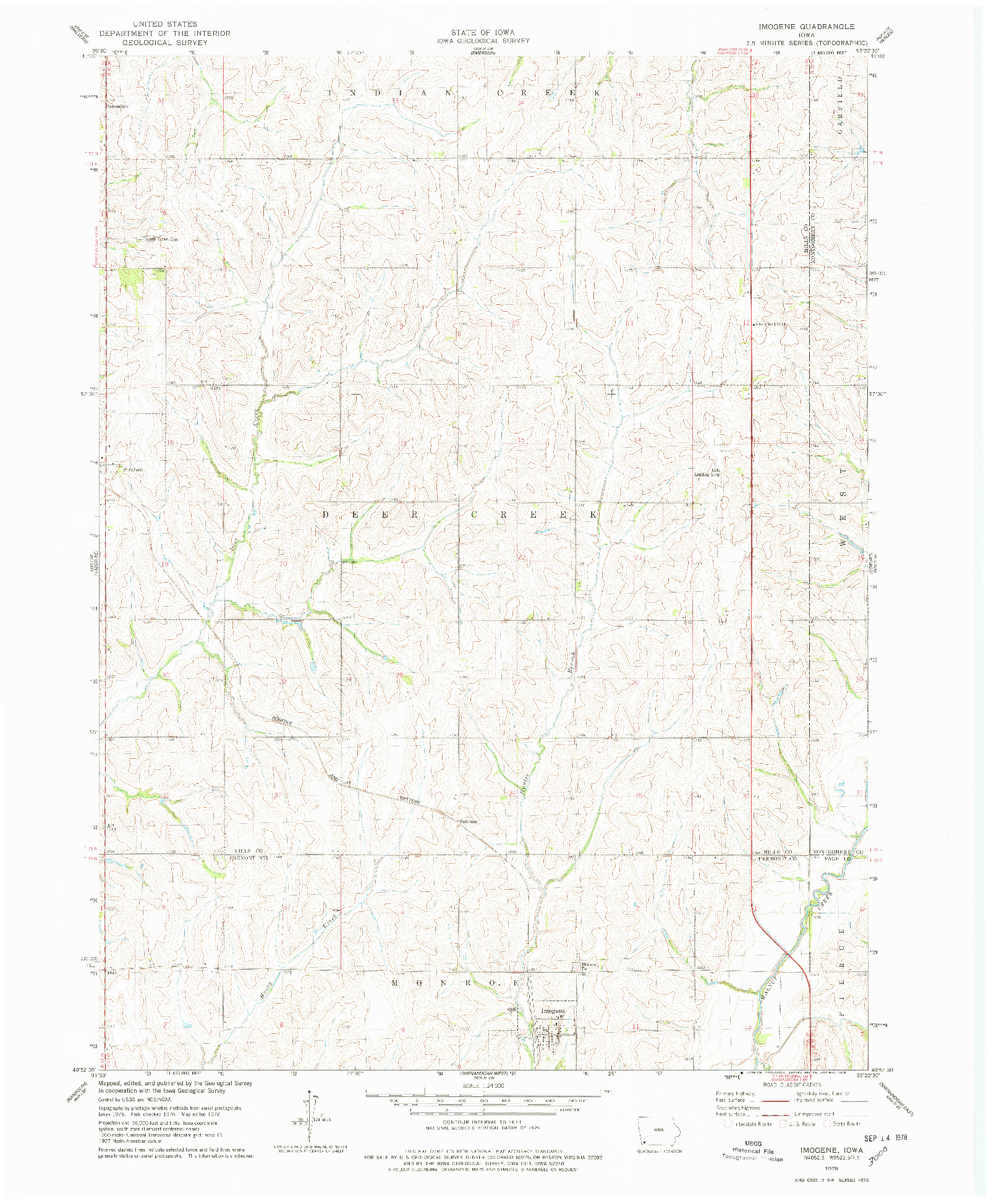 USGS 1:24000-SCALE QUADRANGLE FOR IMOGENE, IA 1978