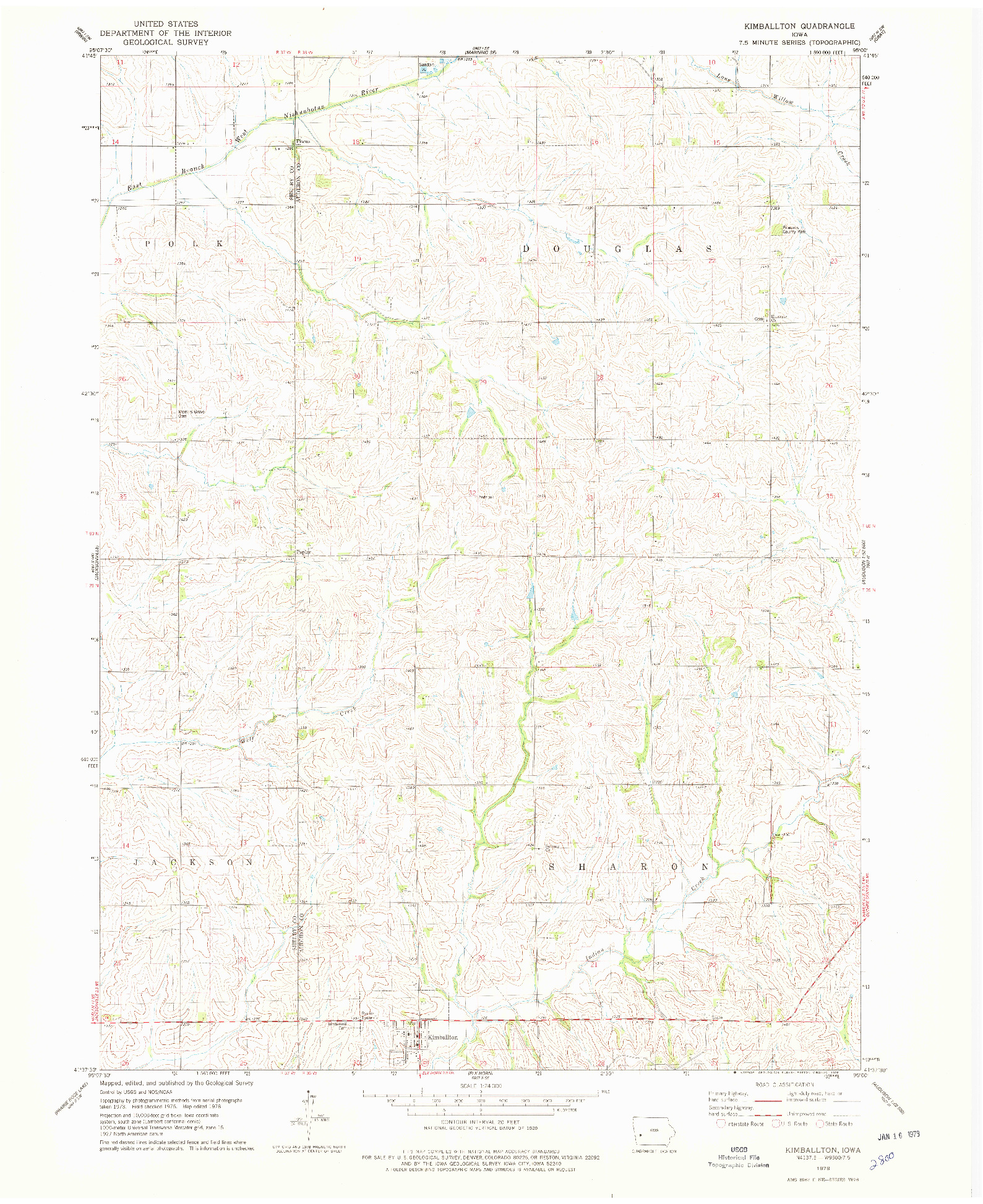 USGS 1:24000-SCALE QUADRANGLE FOR KIMBALLTON, IA 1978