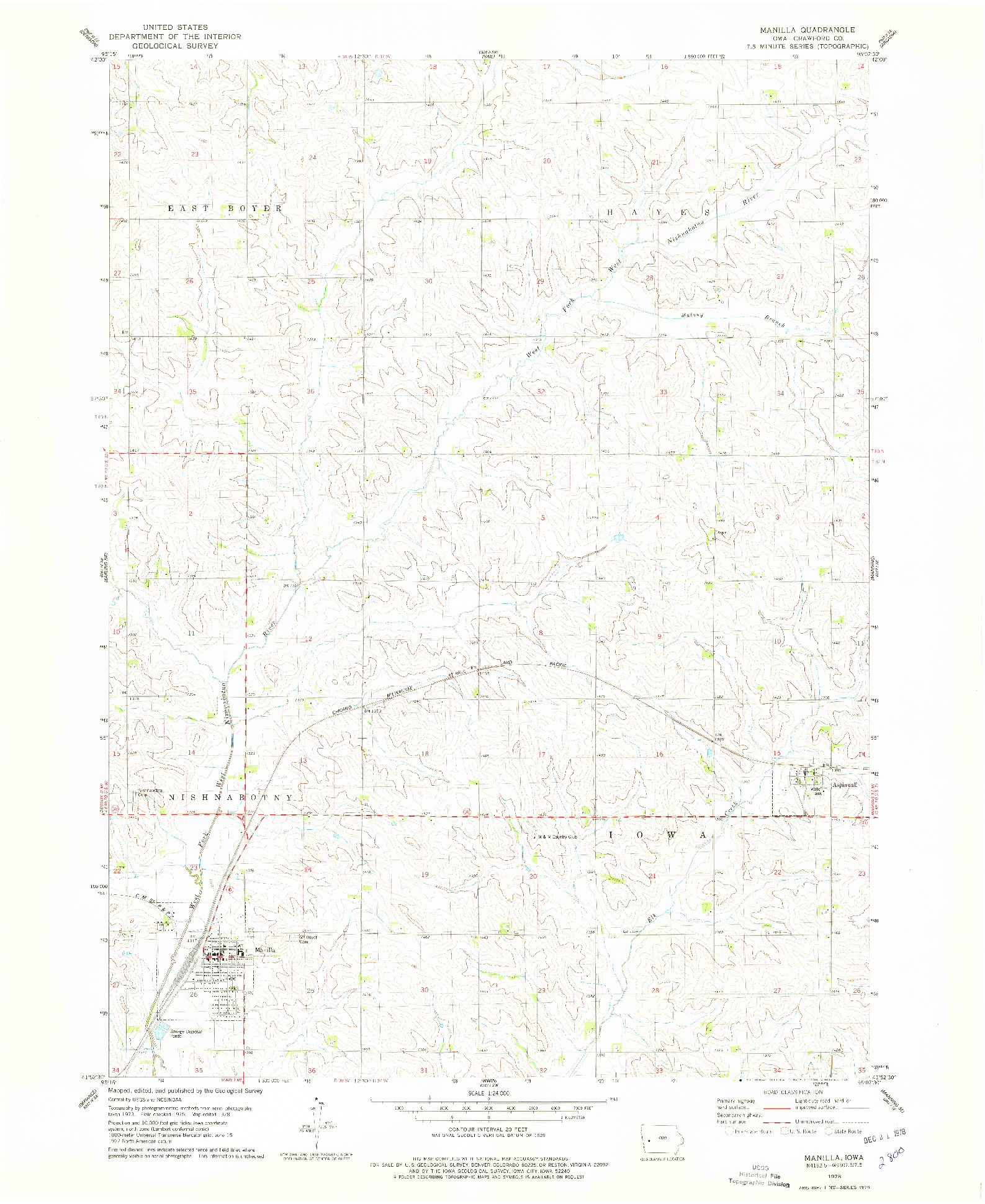 USGS 1:24000-SCALE QUADRANGLE FOR MANILLA, IA 1978