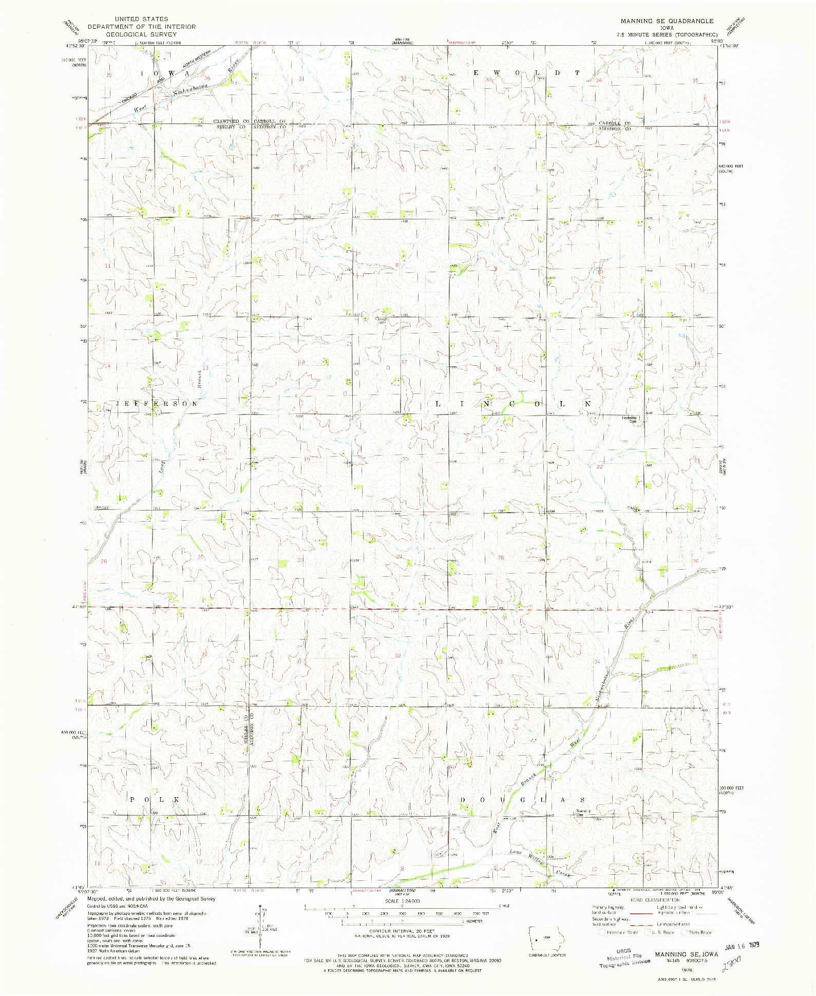 USGS 1:24000-SCALE QUADRANGLE FOR MANNING SE, IA 1978