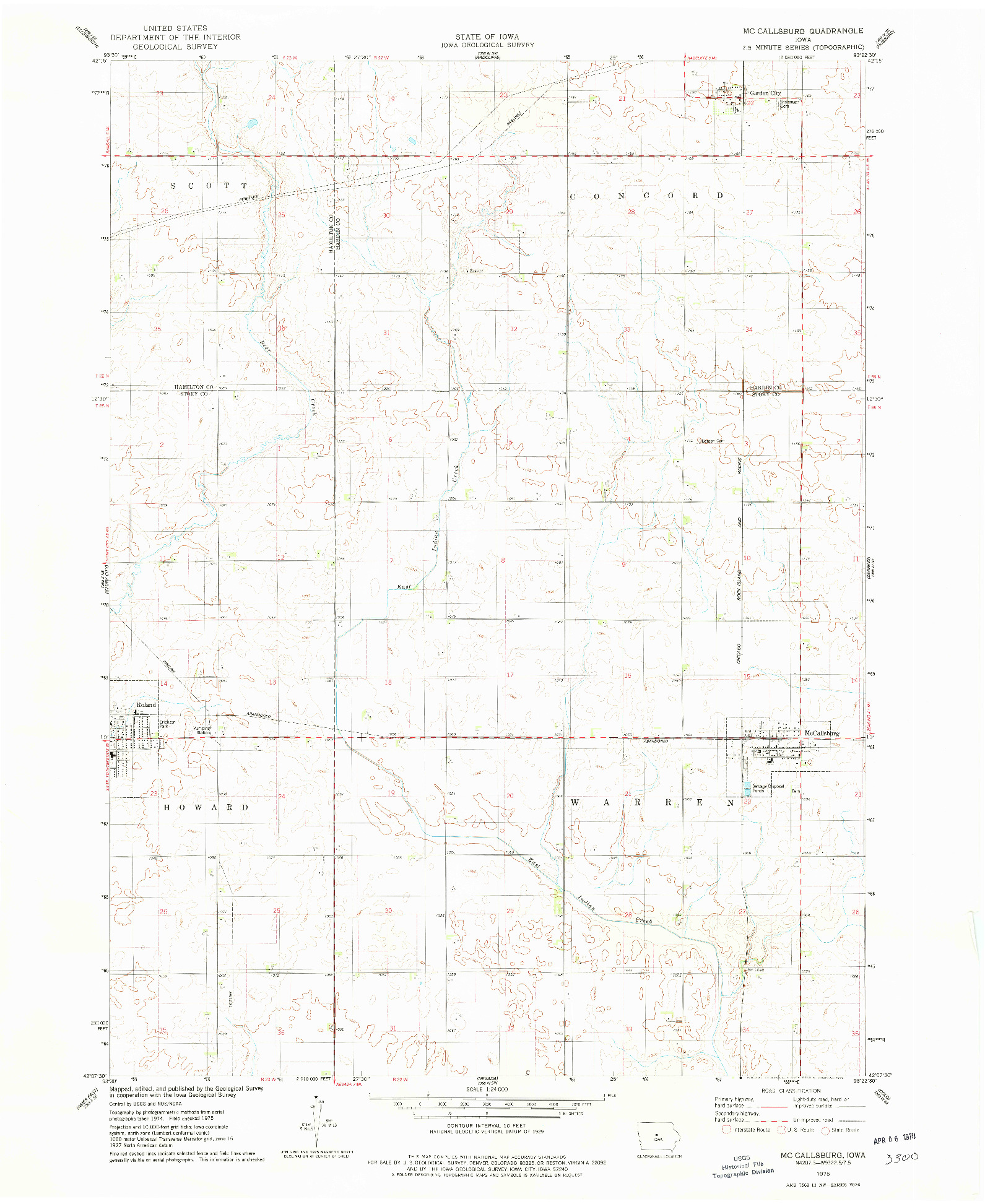 USGS 1:24000-SCALE QUADRANGLE FOR MC CALLSBURG, IA 1975