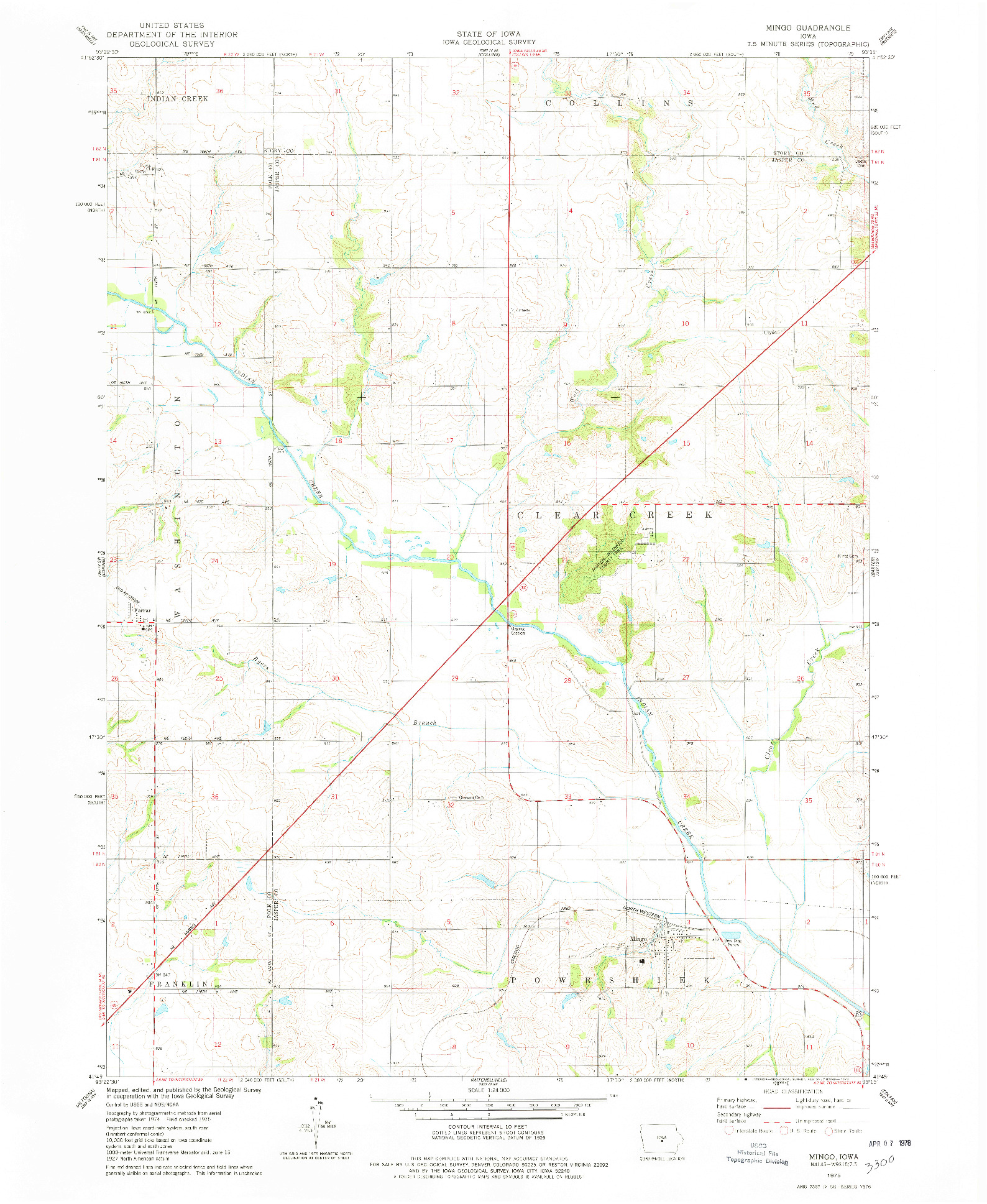 USGS 1:24000-SCALE QUADRANGLE FOR MINGO, IA 1975