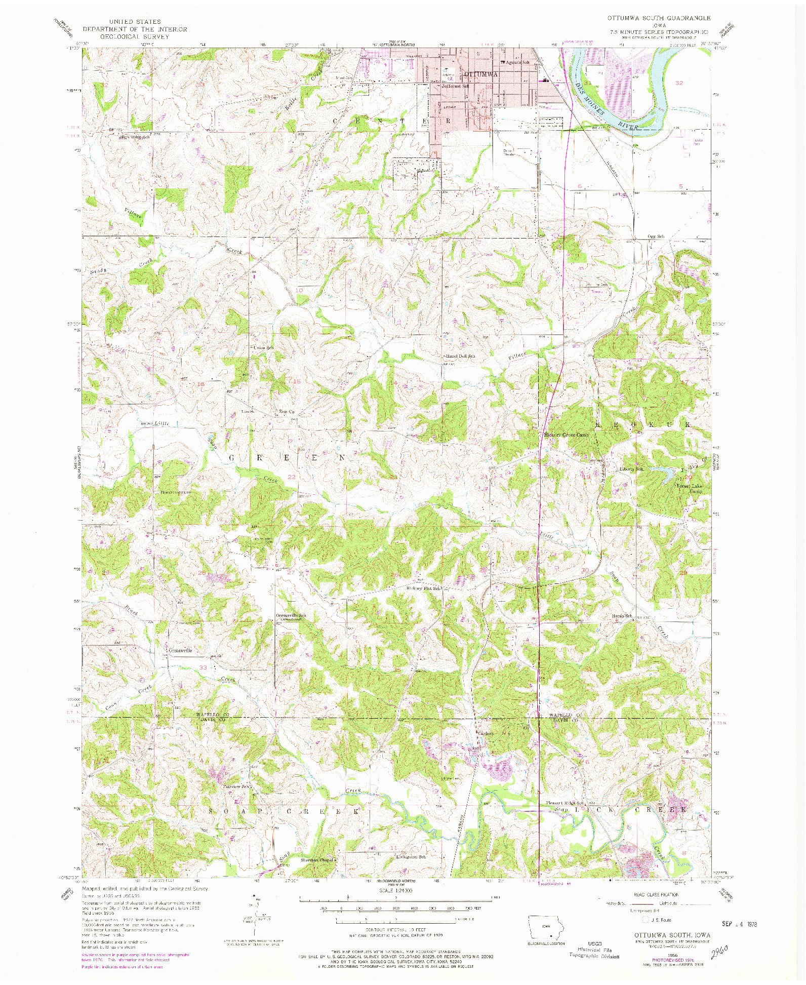 USGS 1:24000-SCALE QUADRANGLE FOR OTTUMWA SOUTH, IA 1956