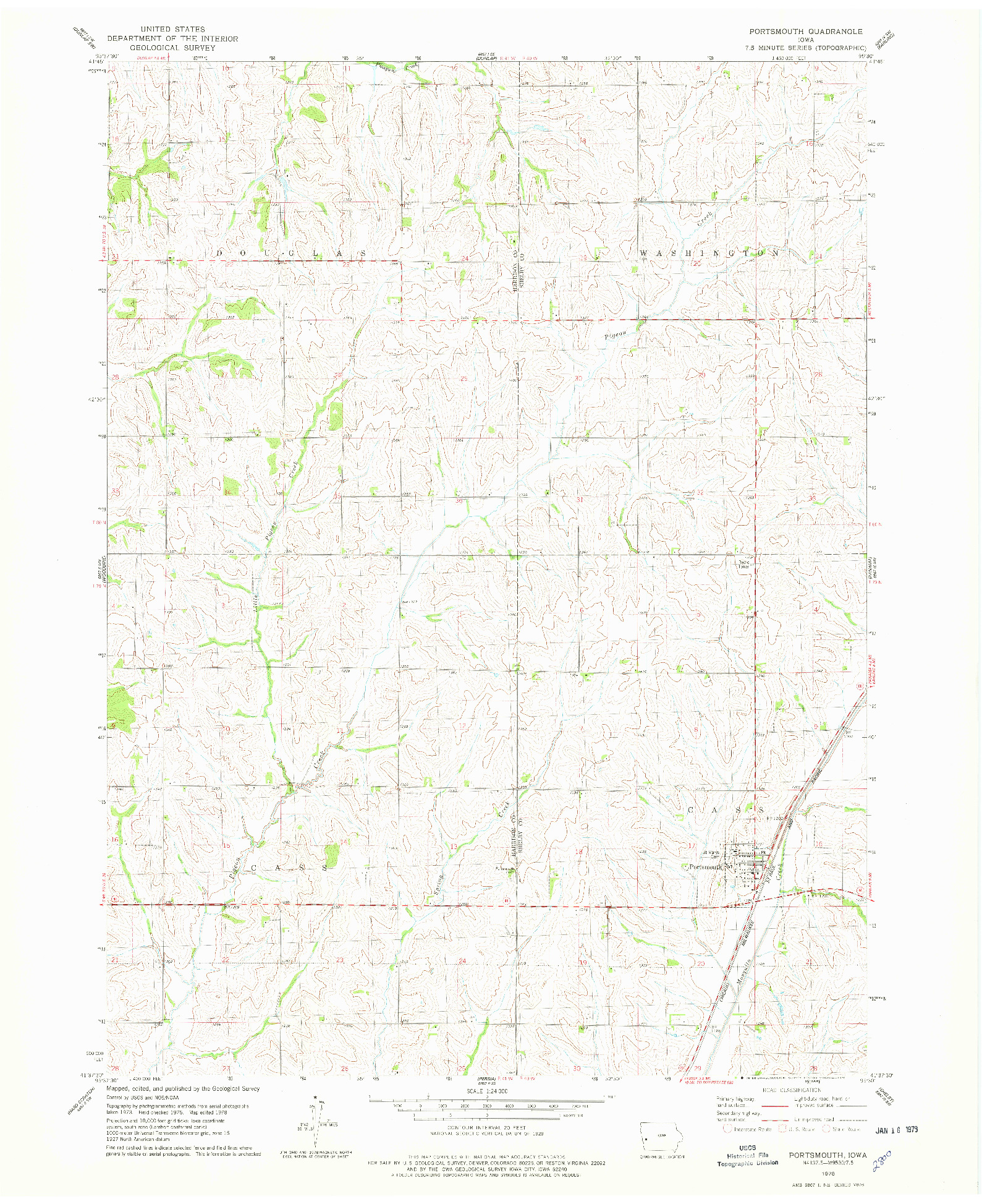 USGS 1:24000-SCALE QUADRANGLE FOR PORTSMOUTH, IA 1978