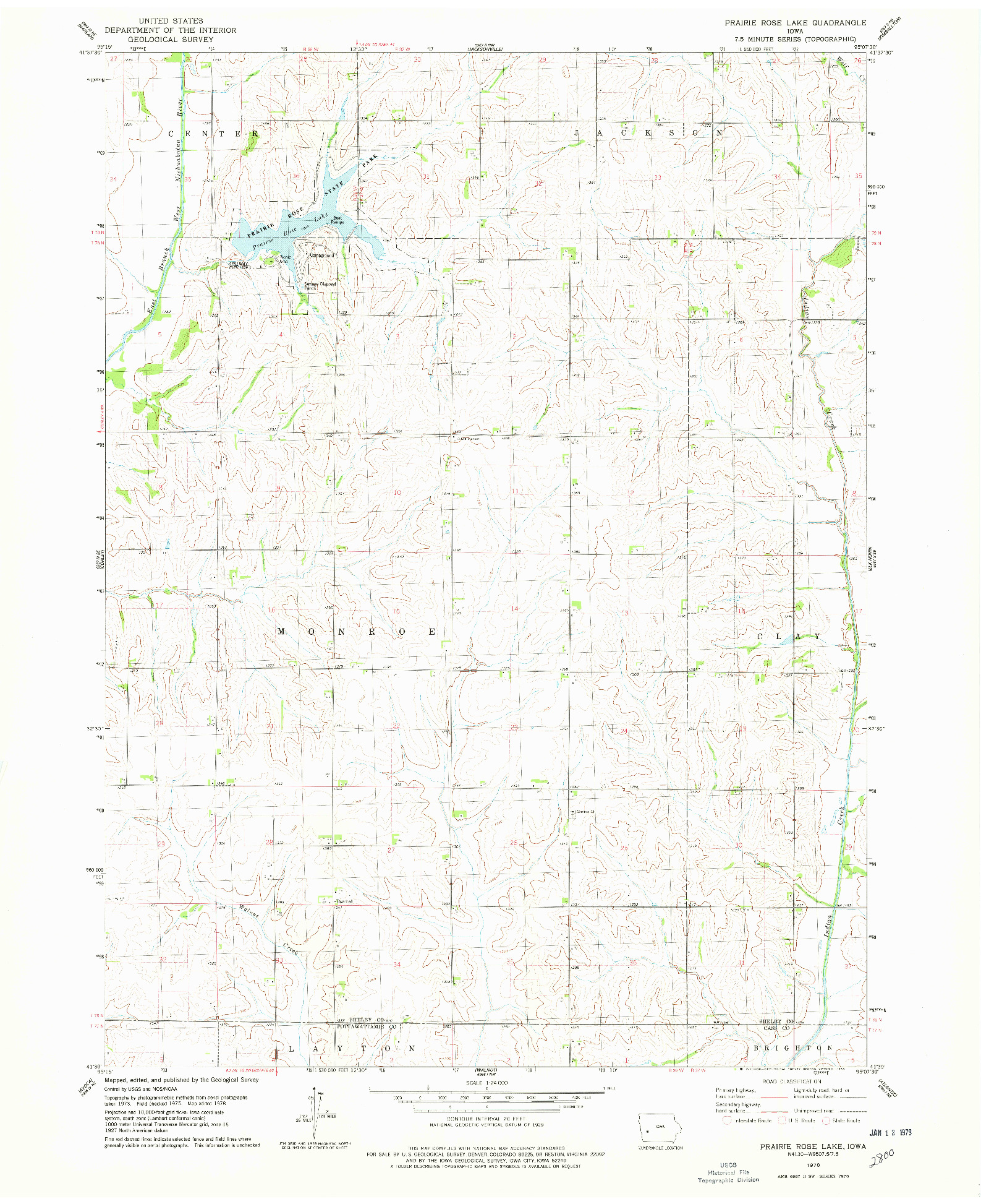 USGS 1:24000-SCALE QUADRANGLE FOR PRAIRIE ROSE LAKE, IA 1978