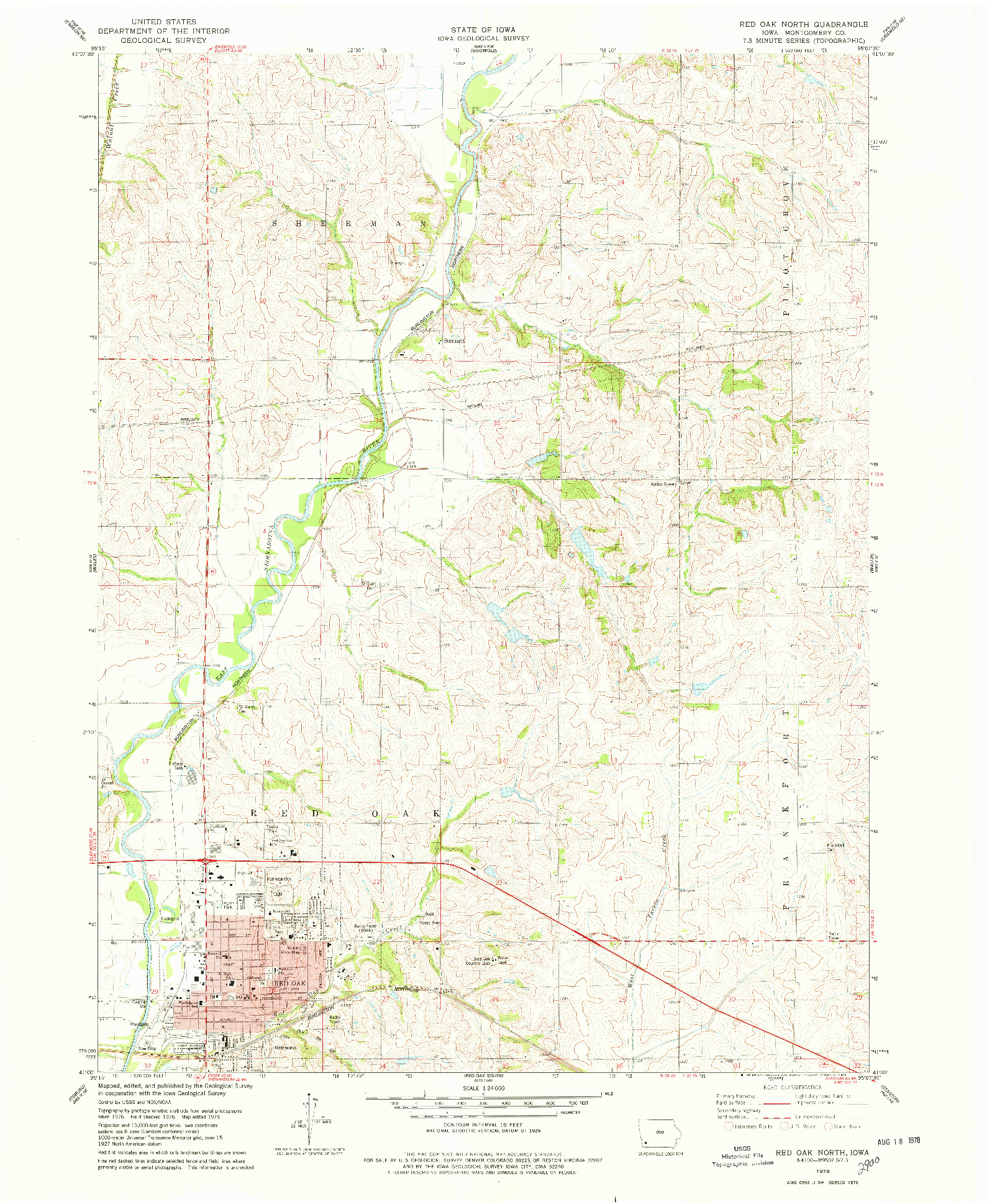 USGS 1:24000-SCALE QUADRANGLE FOR RED OAK NORTH, IA 1978