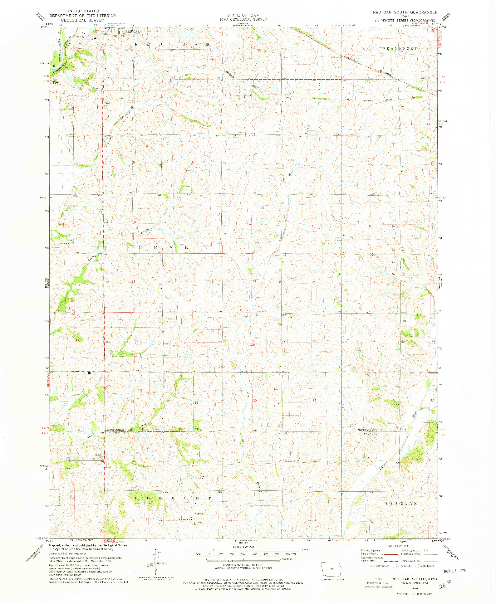 USGS 1:24000-SCALE QUADRANGLE FOR RED OAK SOUTH, IA 1978