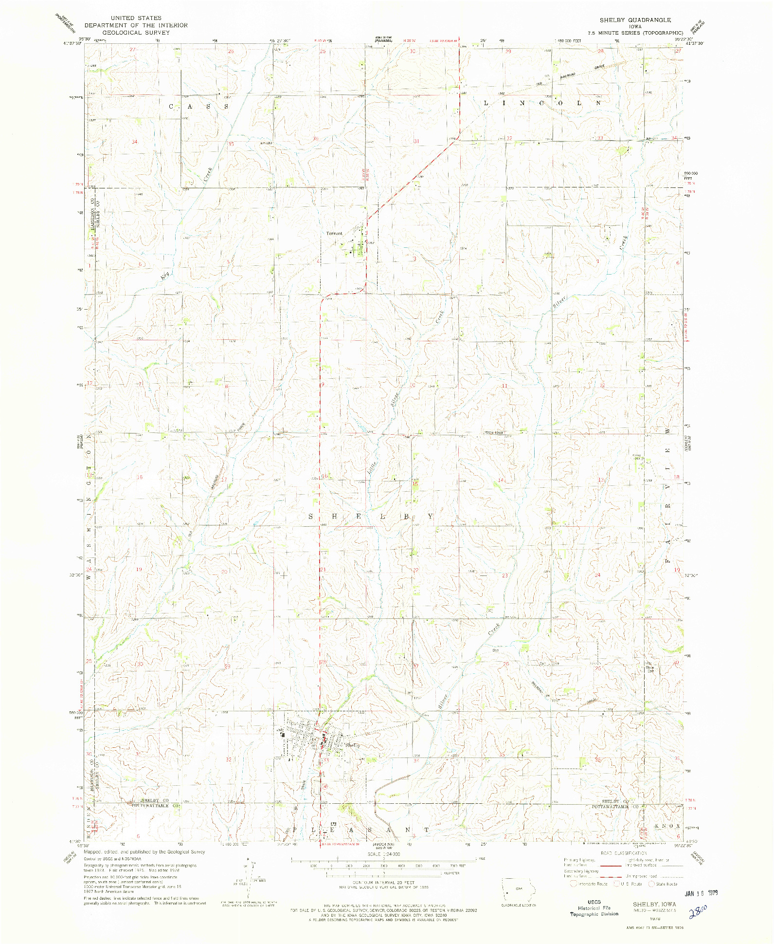 USGS 1:24000-SCALE QUADRANGLE FOR SHELBY, IA 1978