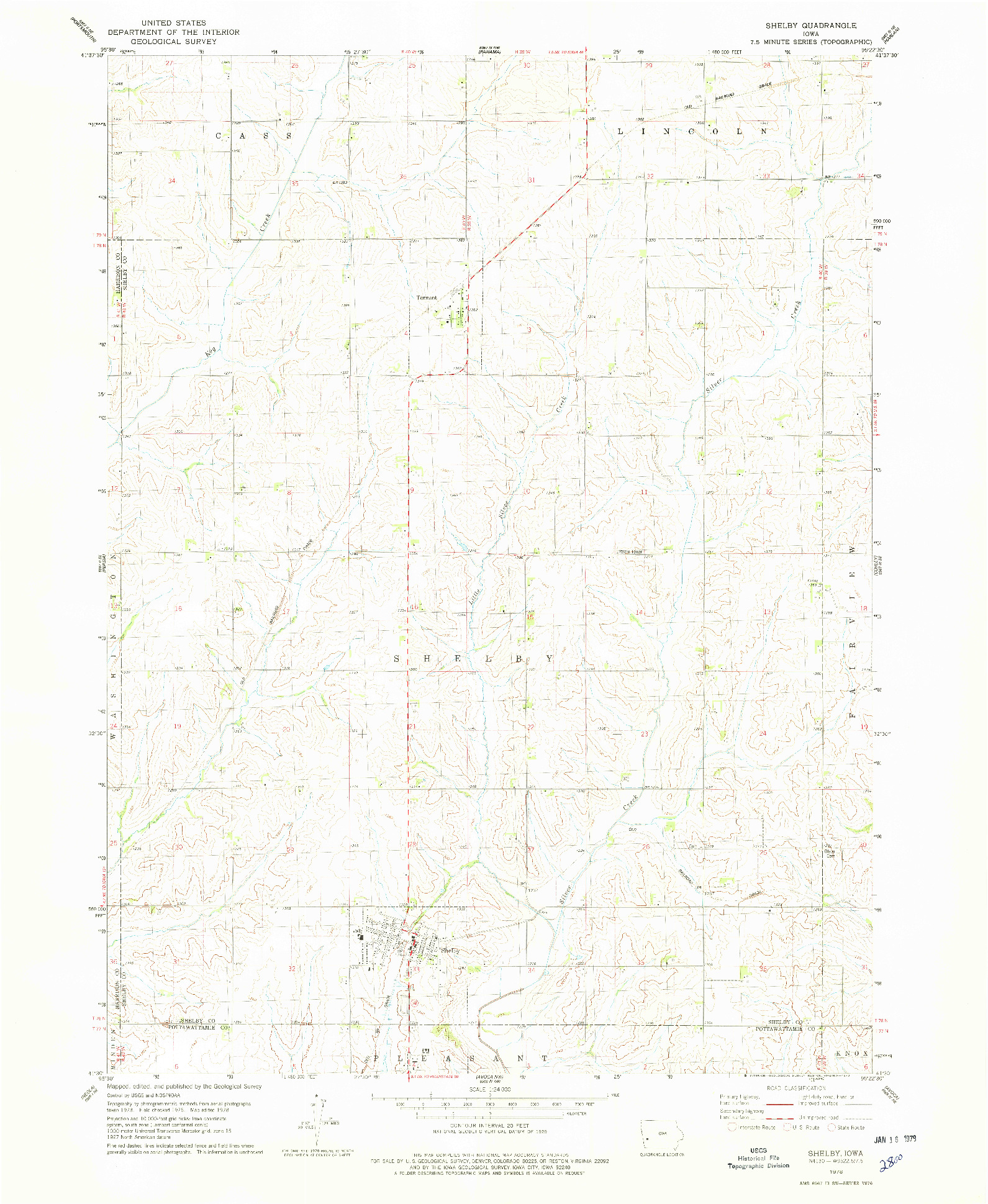 USGS 1:24000-SCALE QUADRANGLE FOR SHELBY, IA 1978