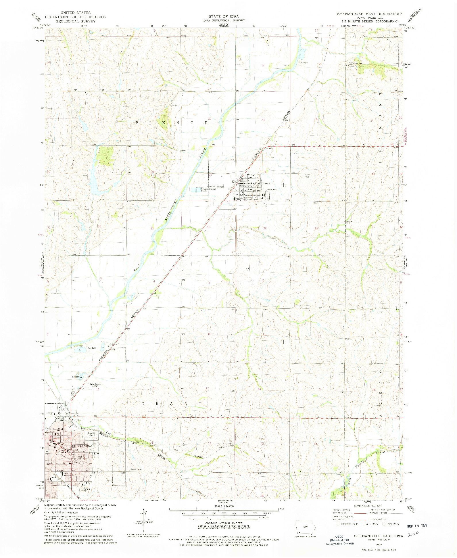 USGS 1:24000-SCALE QUADRANGLE FOR SHENANDOAH EAST, IA 1978